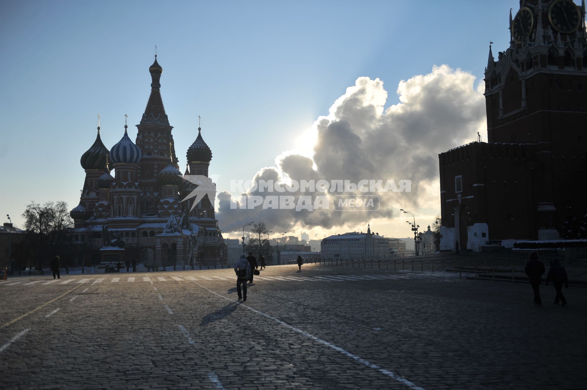 Красная площадь в морозный зимний день. 27 января 2012 года.