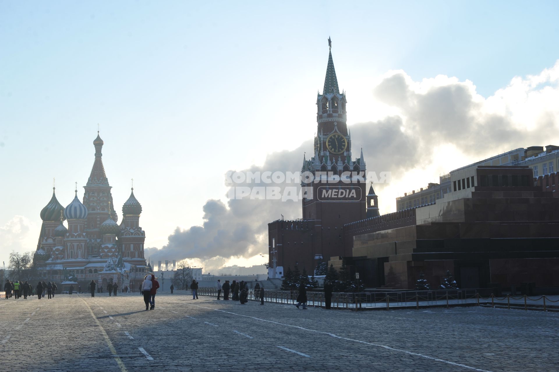 Красная площадь в морозный зимний день. 27 января 2012 года.