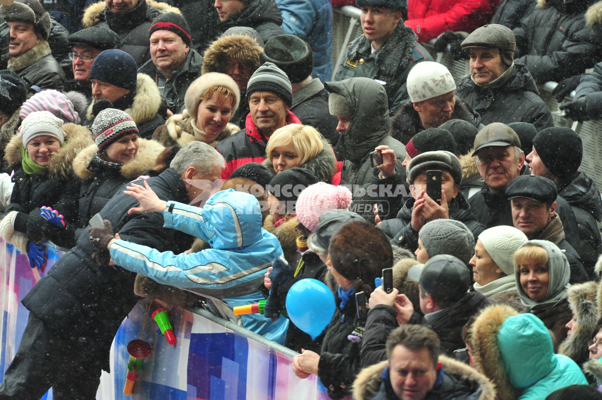 Спорткомплекс `Лужники`. Митинг `Защитим страну!` в поддержку кандидата в президенты России Владимира Путина. На снимке: мэр Москвы Сергей Собянин.