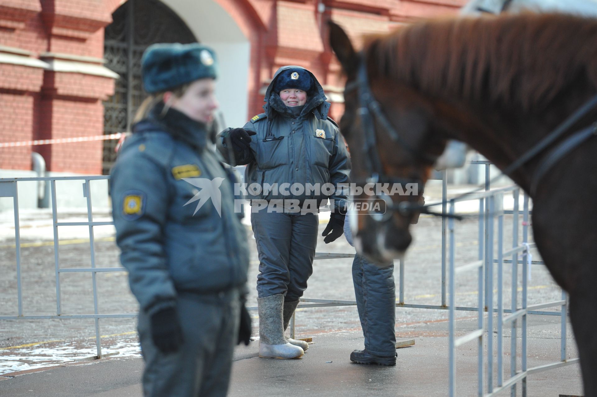 Манежная площадь. На снимке: конная полиция.