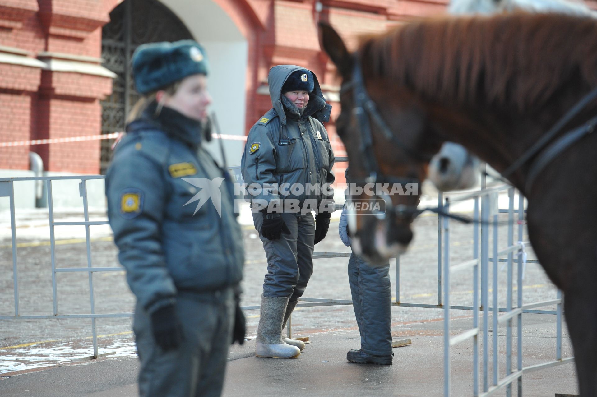 Манежная площадь. На снимке: конная полиция.