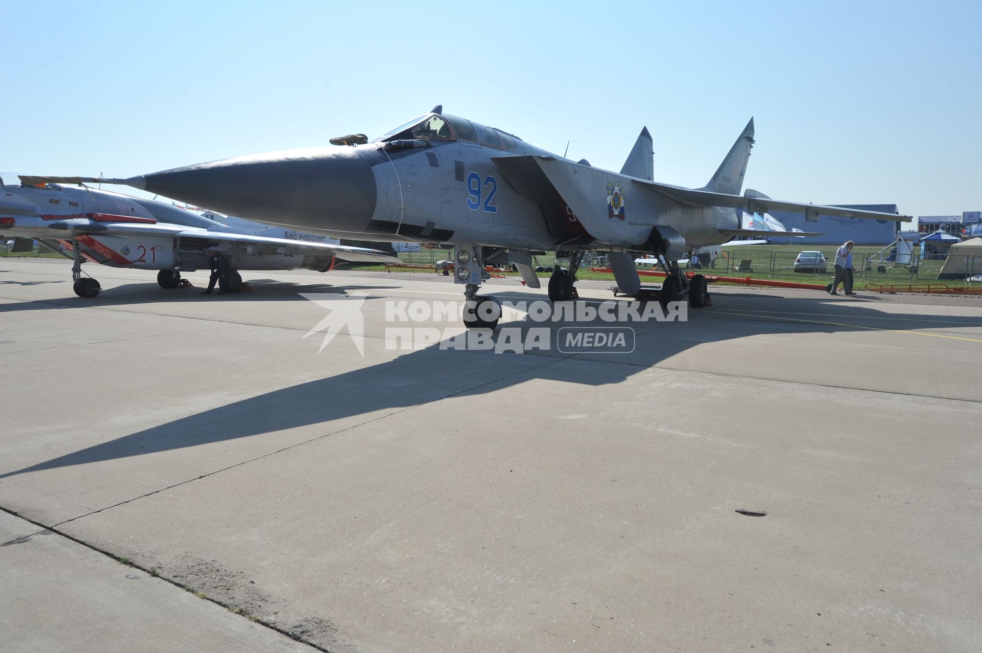 10-й Международный авиационно-космический салон `МАКС-2011`. На снимке истребитель-перехватчик Миг-31БМ.