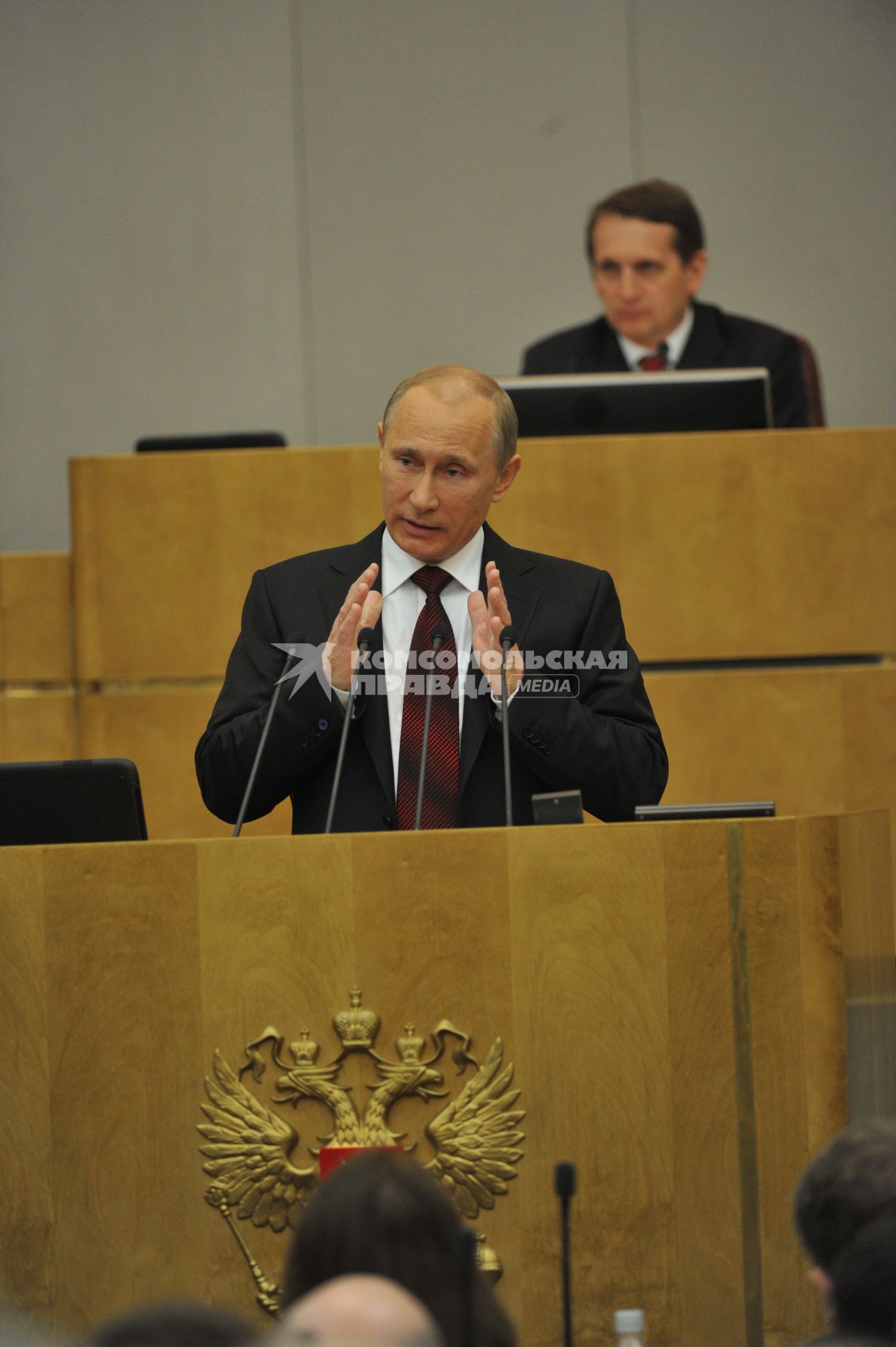 Премьер-министр РФ Владимир Путин во время выступления в Госдуме с отчетом о работе правительства в 2011 году.