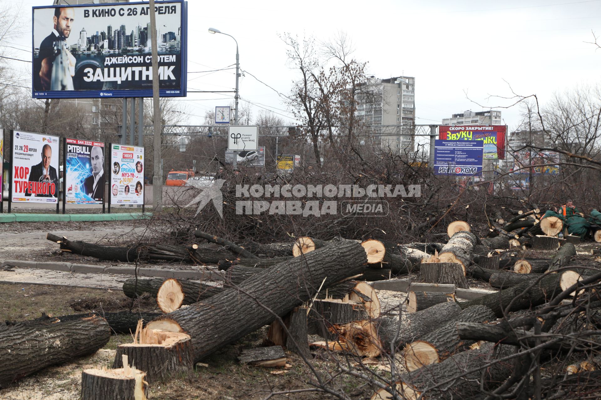 Вырубка деревьев на Ярославском шоссе.