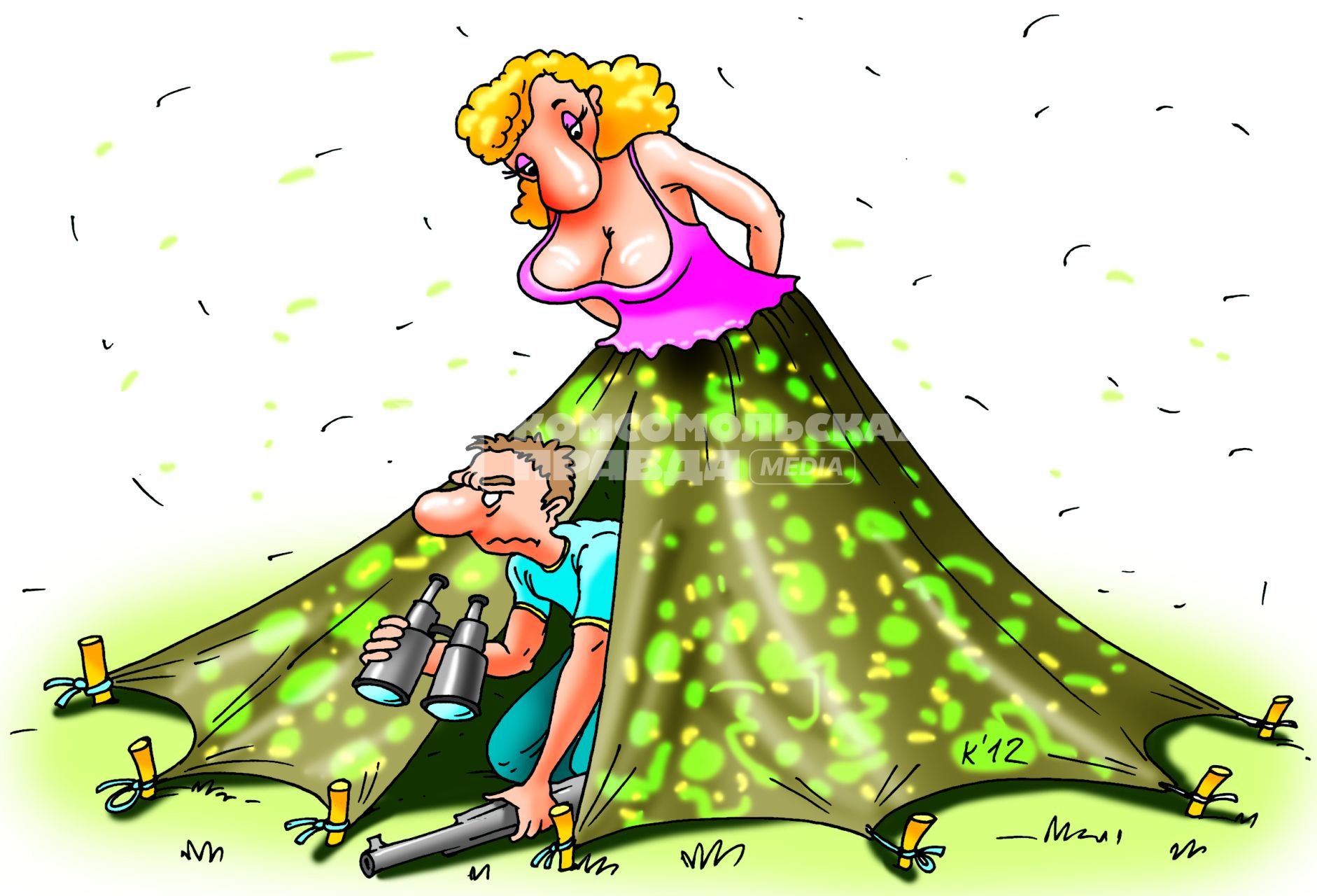 Карикатура на тему отношений мужчины и женщины.