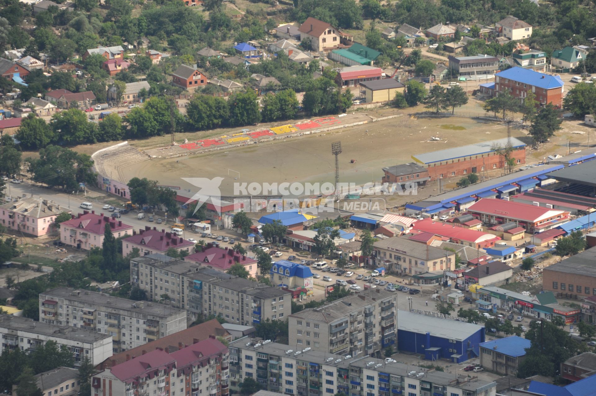 Последствия наводнения в Крымске. На снимке:  панорама Крымска.