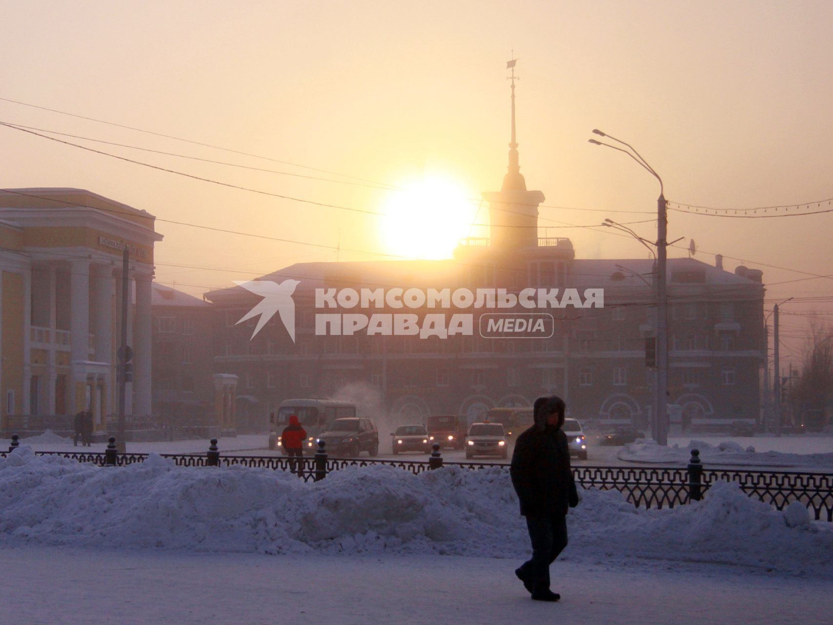 Морозное утро в Барнауле.