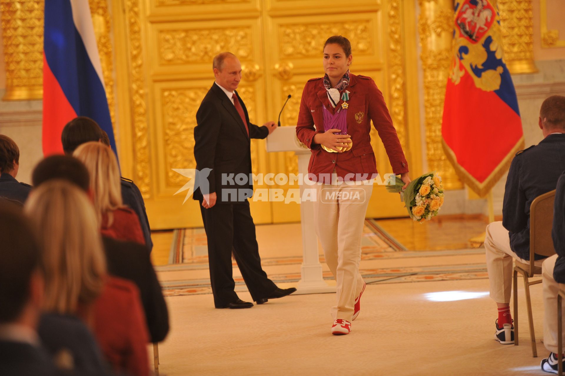 Владимир Путин принял в Кремле членов национальной паралимпийской сборной, победителей и призёров XIV Паралимпийских игр в Лондоне. На снимке: президент России Владимир Путин.