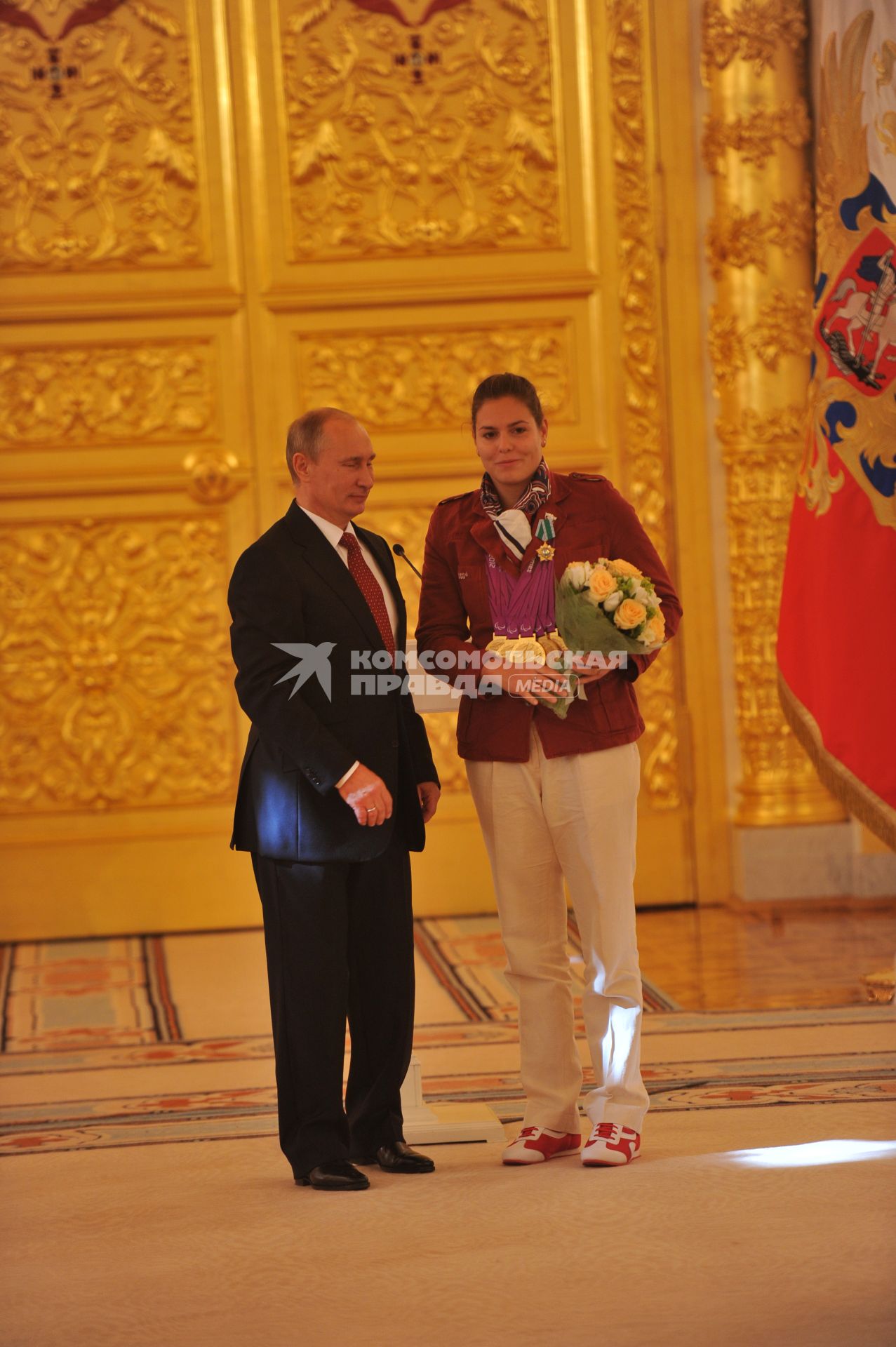 Владимир Путин принял в Кремле членов национальной паралимпийской сборной, победителей и призёров XIV Паралимпийских игр в Лондоне. На снимке: президент России Владимир Путин.