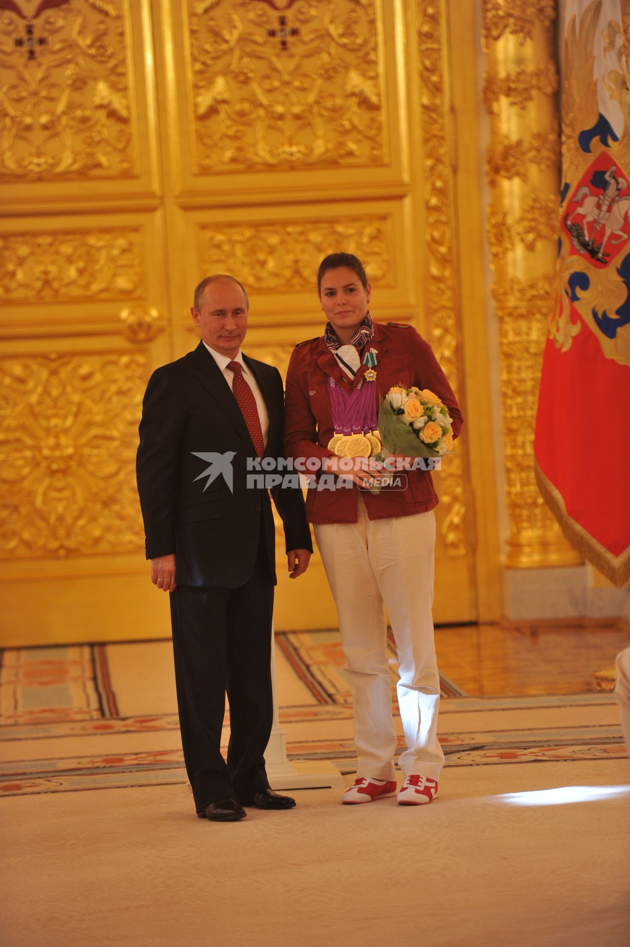 Владимир Путин принял в Кремле членов национальной паралимпийской сборной, победителей и призёров XIV Паралимпийских игр в Лондоне. На снимке: президент России Владимир Путин.