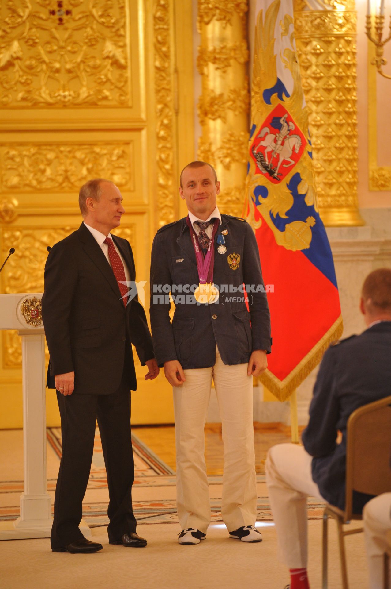 Владимир Путин принял в Кремле членов национальной паралимпийской сборной, победителей и призёров XIV Паралимпийских игр в Лондоне. На снимке: президент России Владимир Путин.