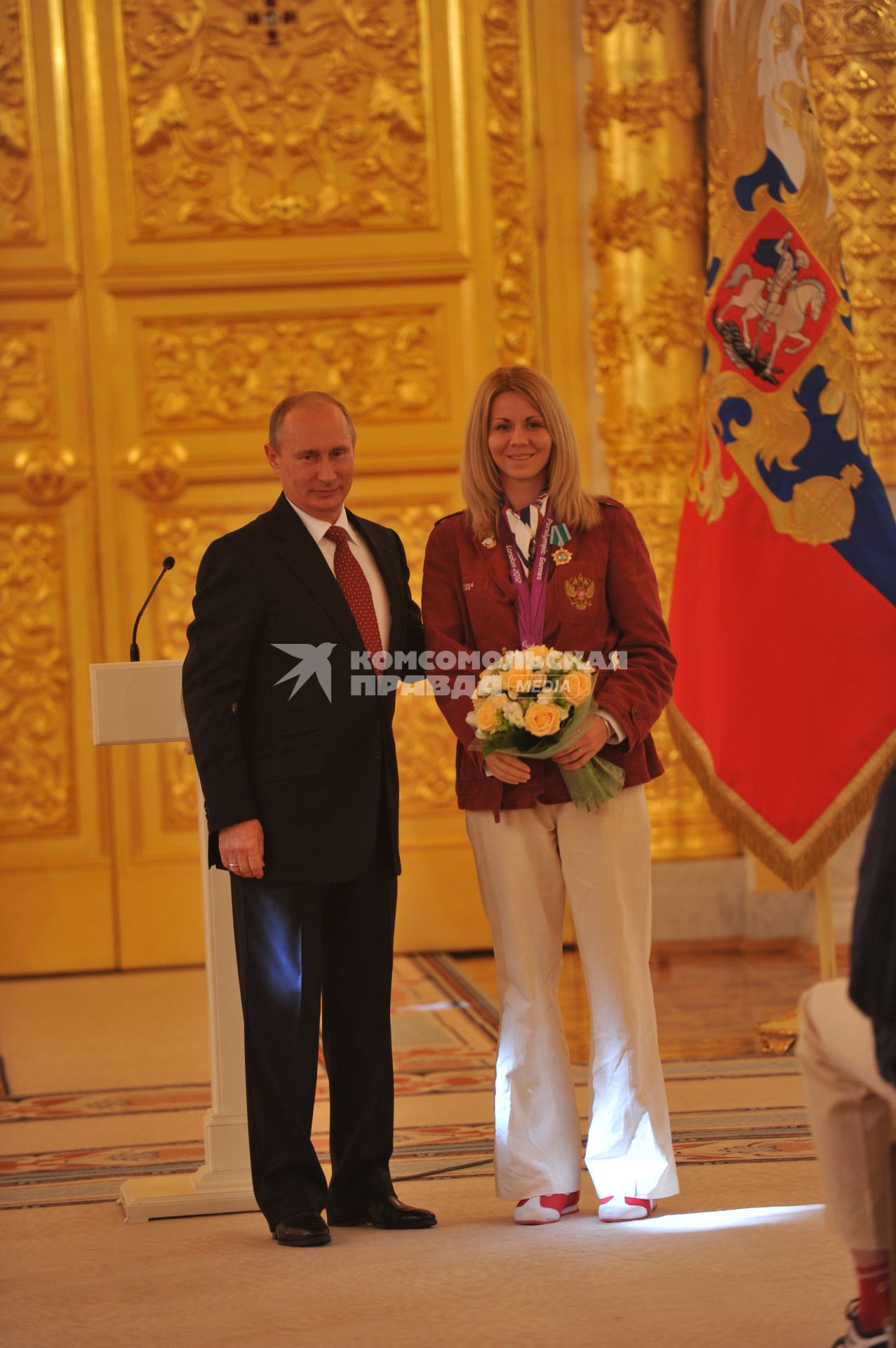 Владимир Путин принял в Кремле членов национальной паралимпийской сборной, победителей и призёров XIV Паралимпийских игр в Лондоне. На снимке: президент России Владимир Путин.