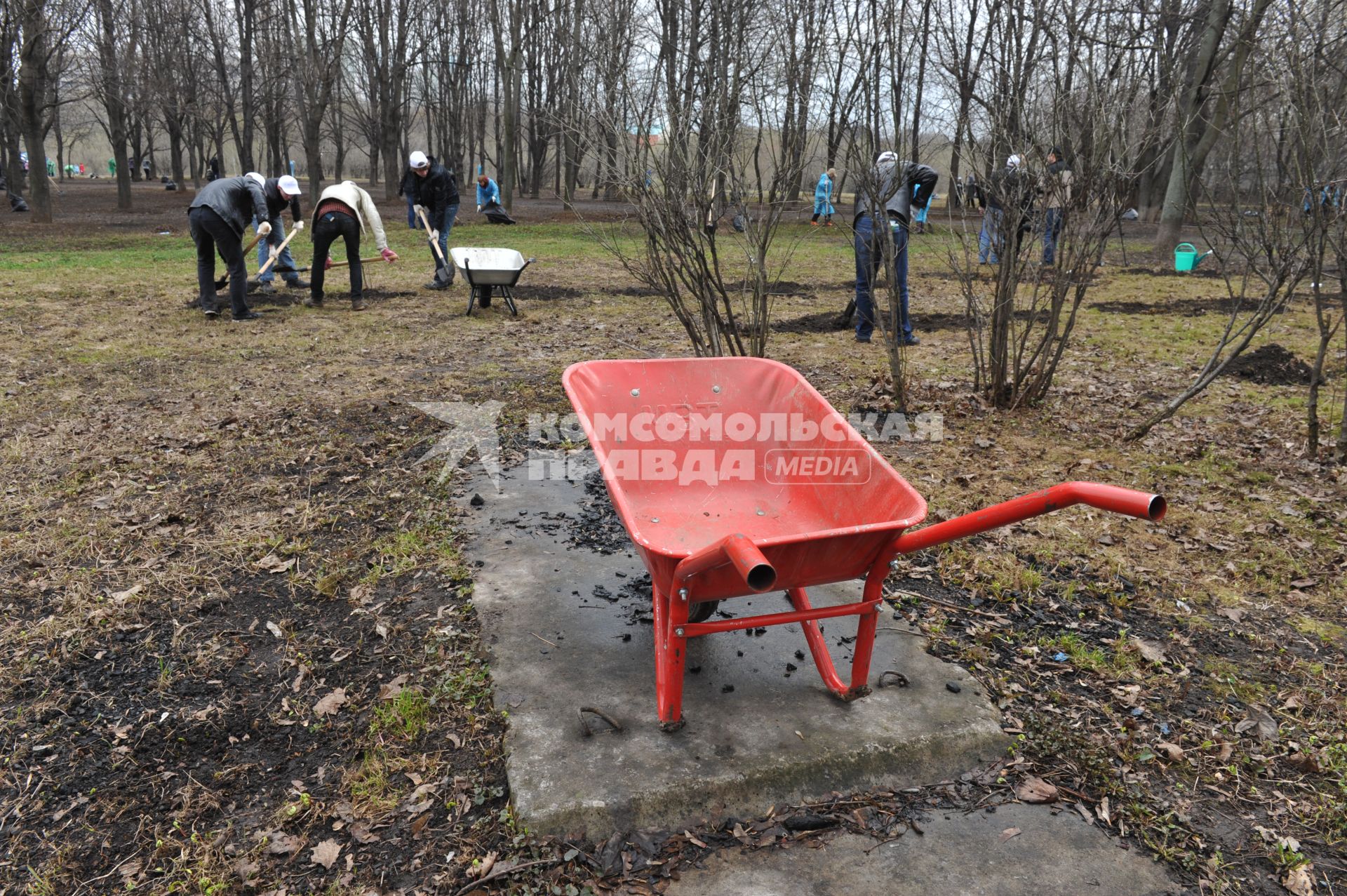 Отрадное. Общегородской субботник. На снимке: хозяйственная тележка.