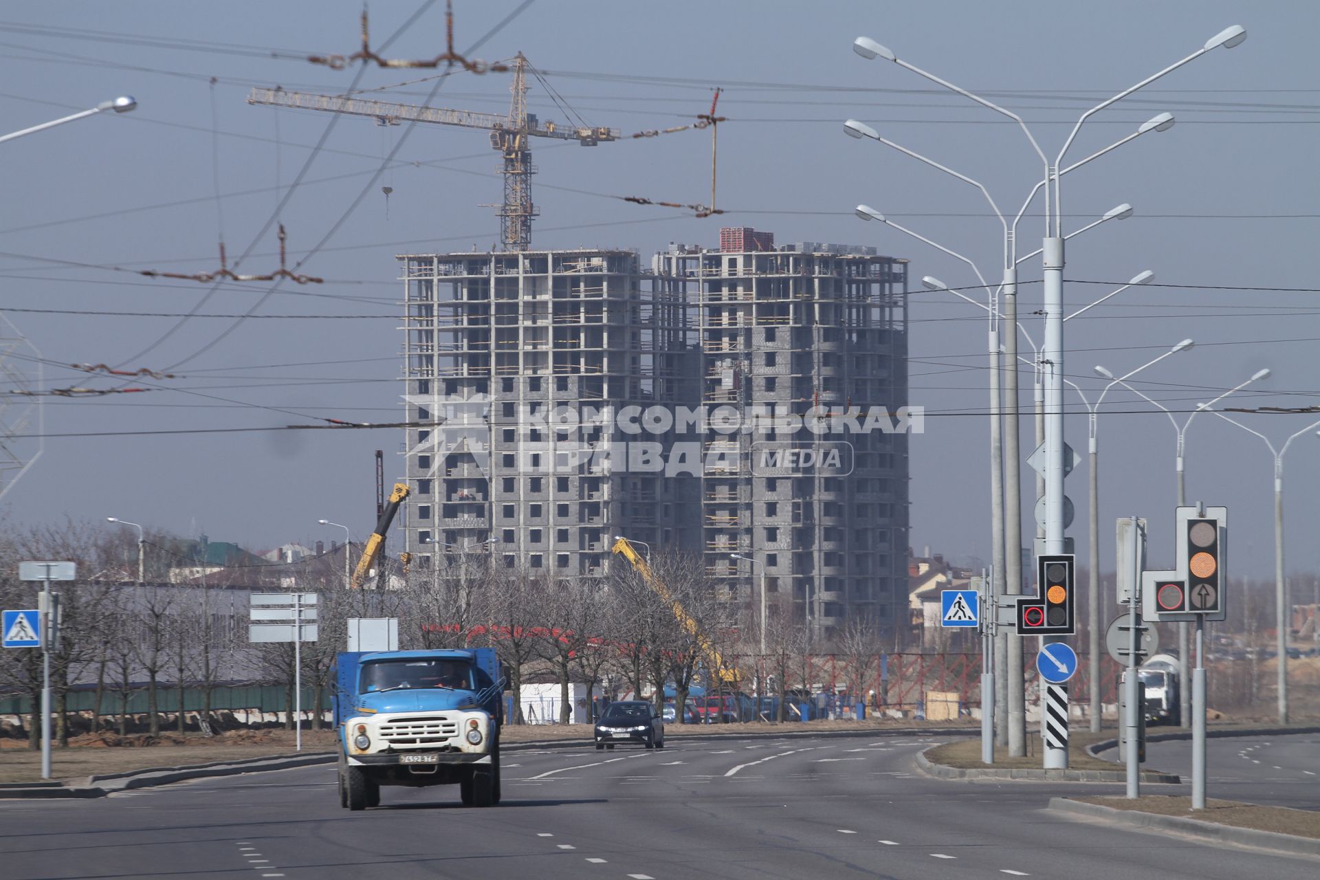 Строительство многоэтажного дома на проспекте Победителей в Минске