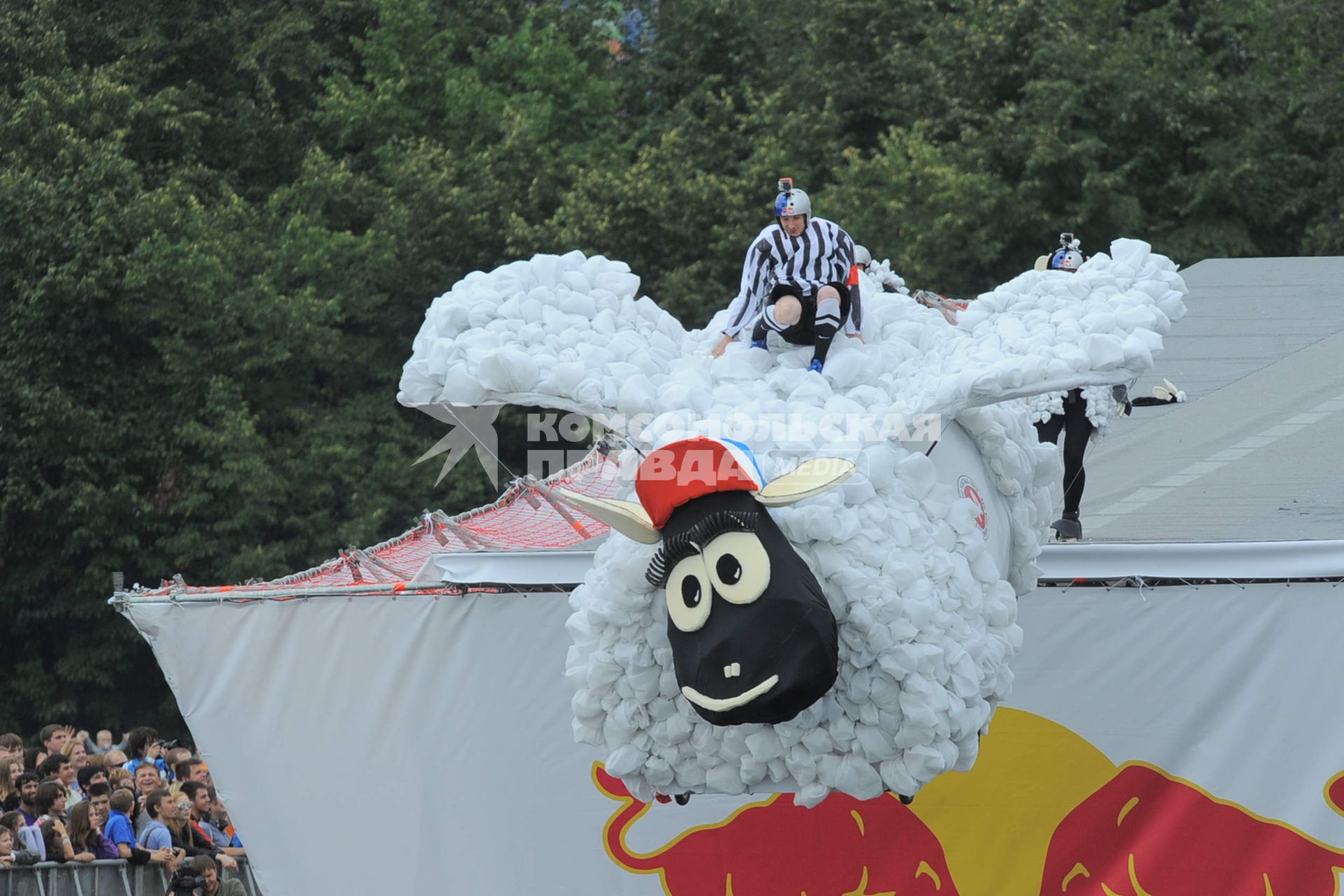 Фестиваль самодельных летательных аппаратов Red Bull Flugtag в Строгино. На снимке: летательный аппарат `Вера Баранова`.