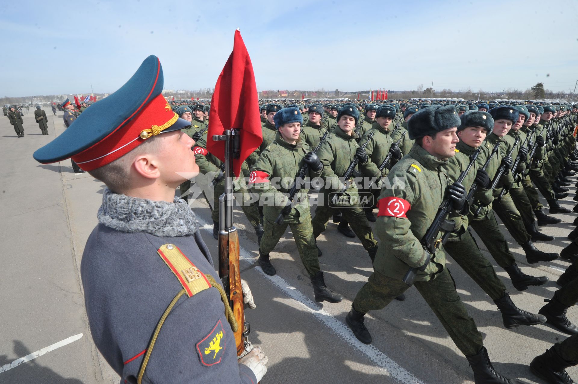 Полигон `Алабино`. Репетиция Парада Победы , который пройдет 9 мая на Красной площади. На снимке: военнослужащие парадного расчета пешей и механизированной колонн.