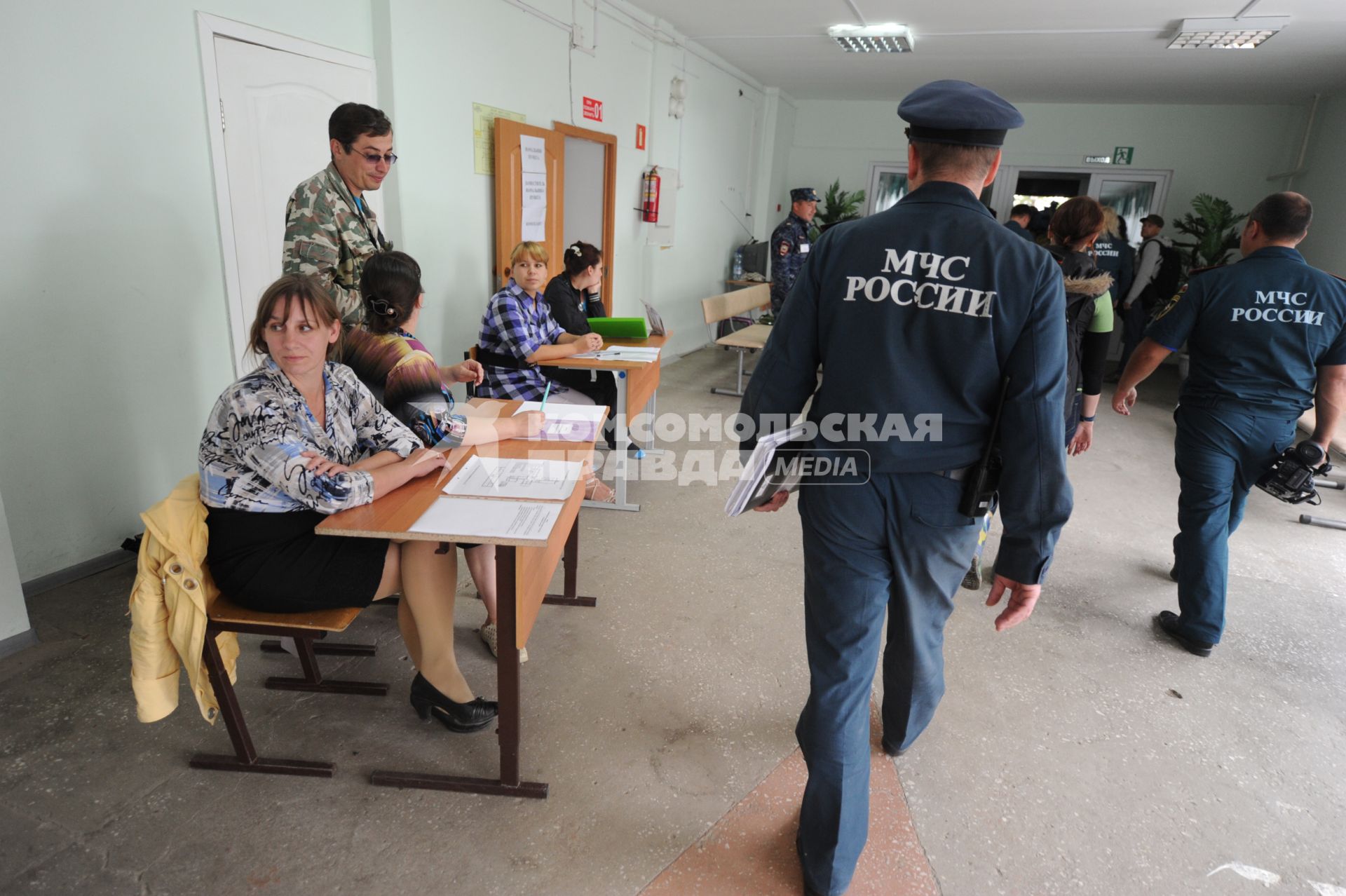 Наводнение в Приамурье. На снимке: пункт временного размещения пострадавших в школе.