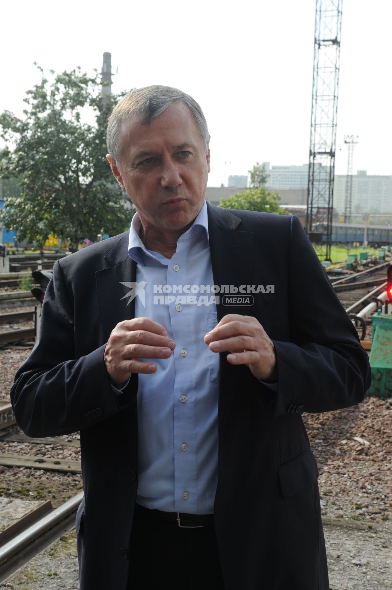 Электродепо `Выхино` Московского метрополитена. На снимке: начальник Московского метрополитена Иван Беседин.