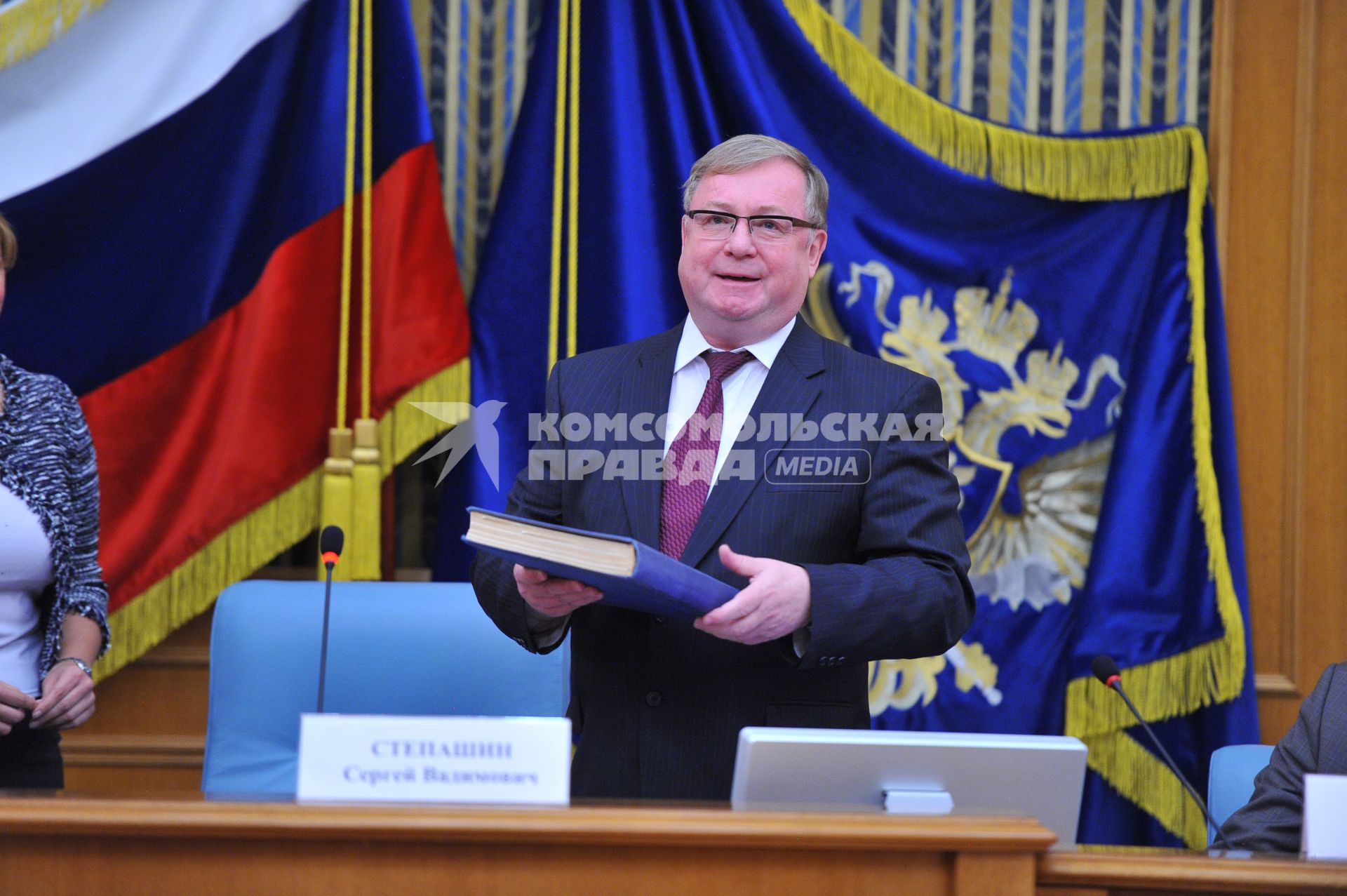 Итоговая встреча сотрудников Счетной палата РФ с председателем Счетной палаты РФ Сергеем Степашиным (на снимке).