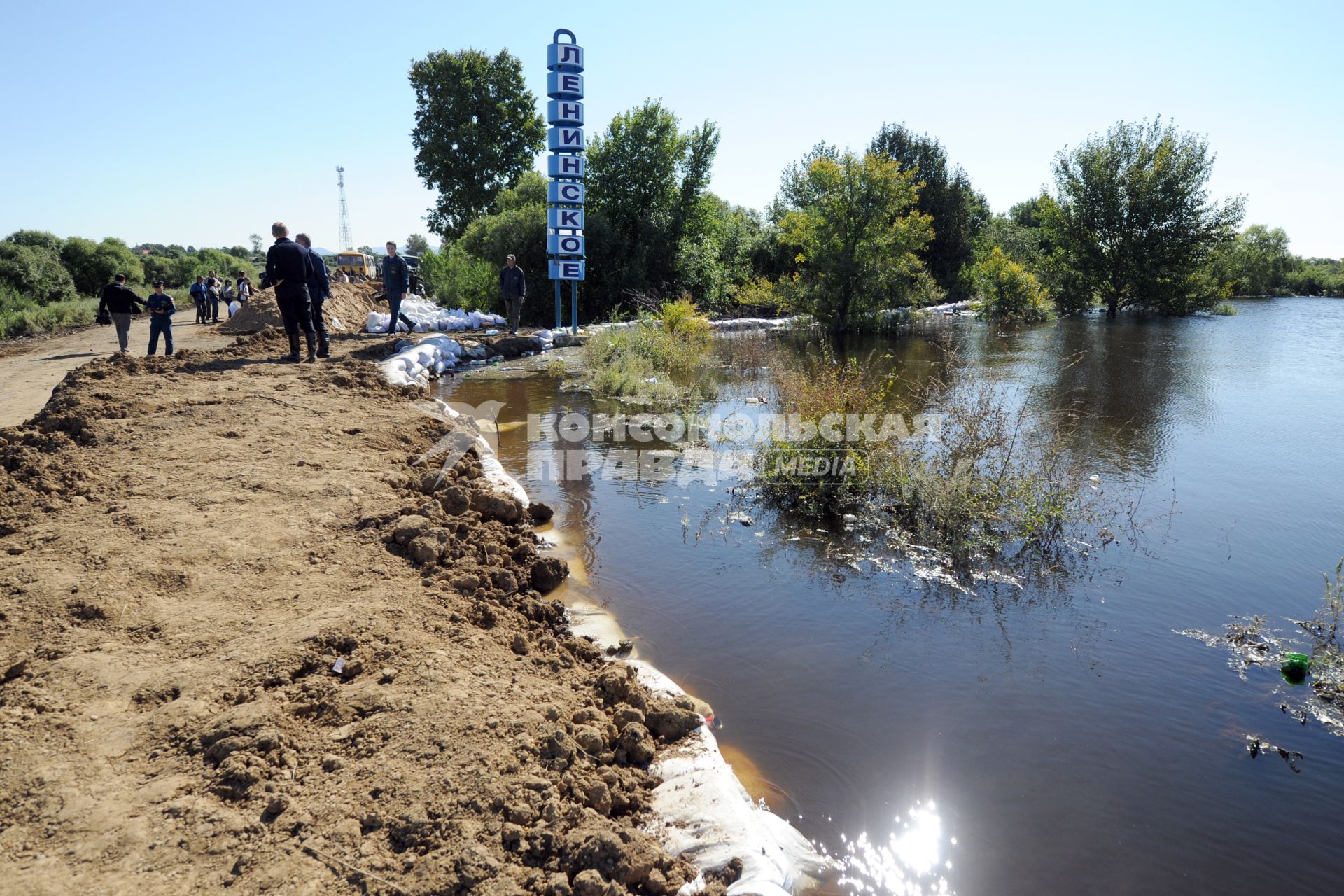 Наводнение в Приамурье. Еврейская автономная область. Село Ленинское.