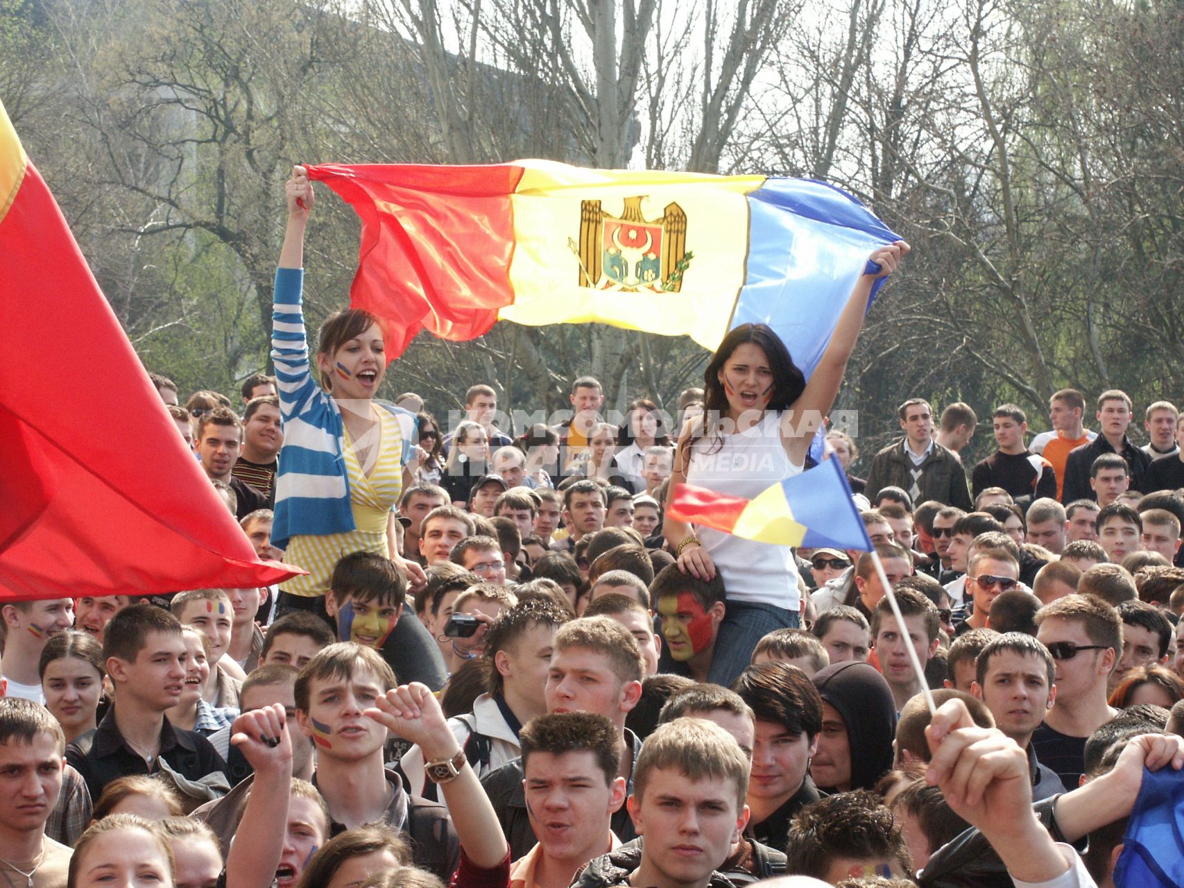 Массовые беспорядки в столице Молдавии Кишиневе. На снимке: