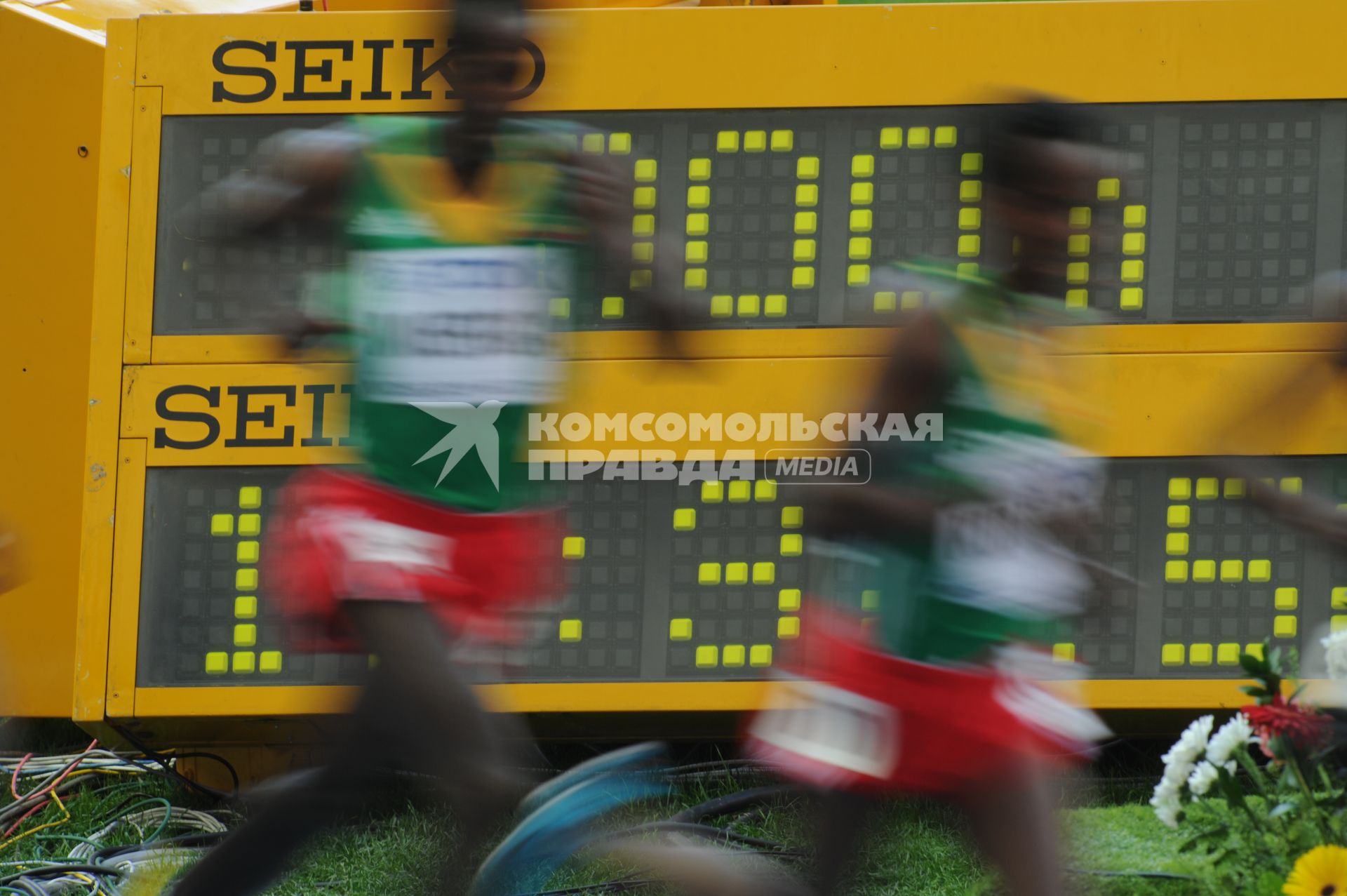 СК `Лужники`. Чемпионат мира по легкой атлетике 2013. На снимке: табло.