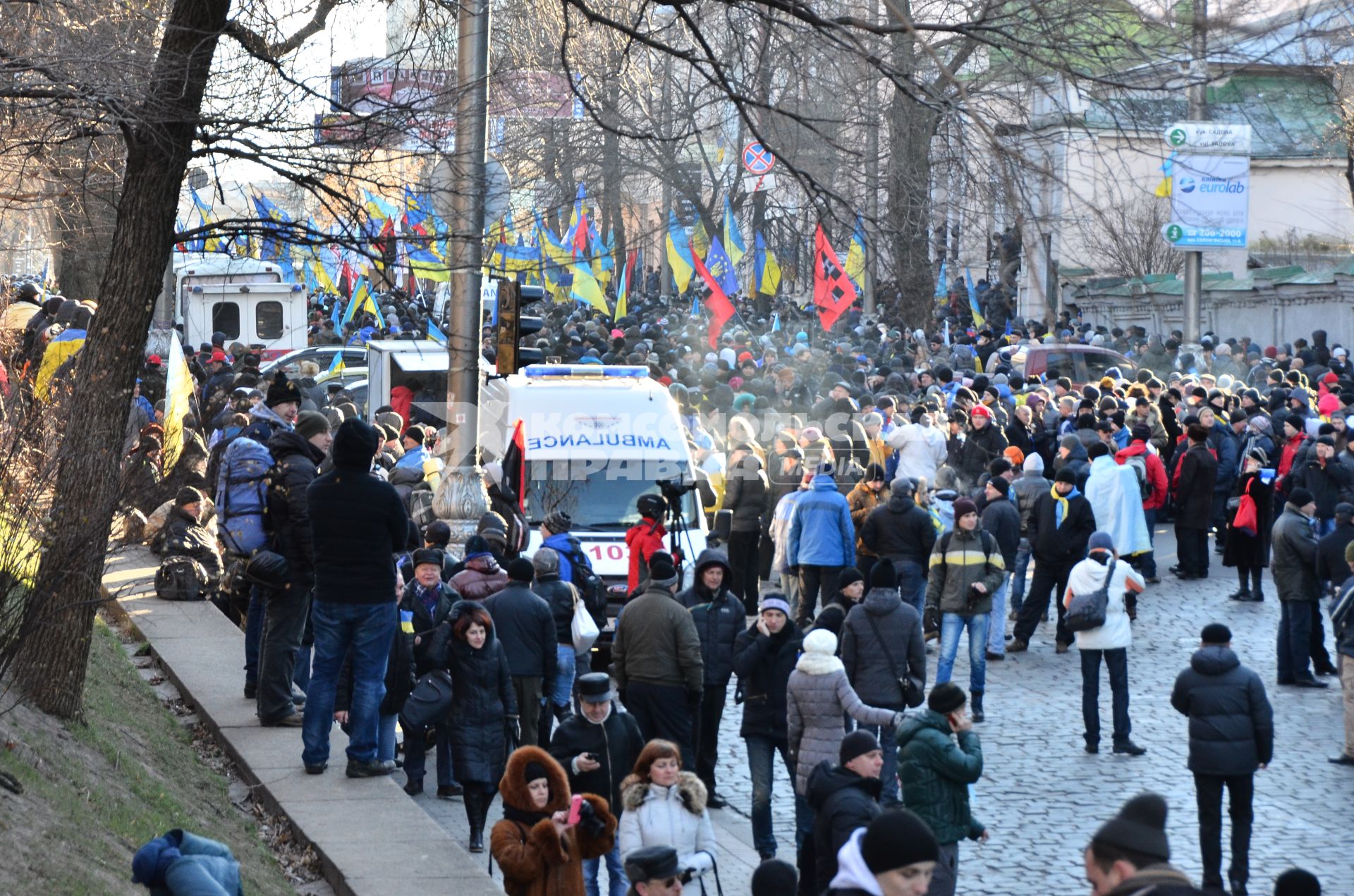 Евромайдан. Акция сторонников евроинтеграции Украины у здания правительства Украины.