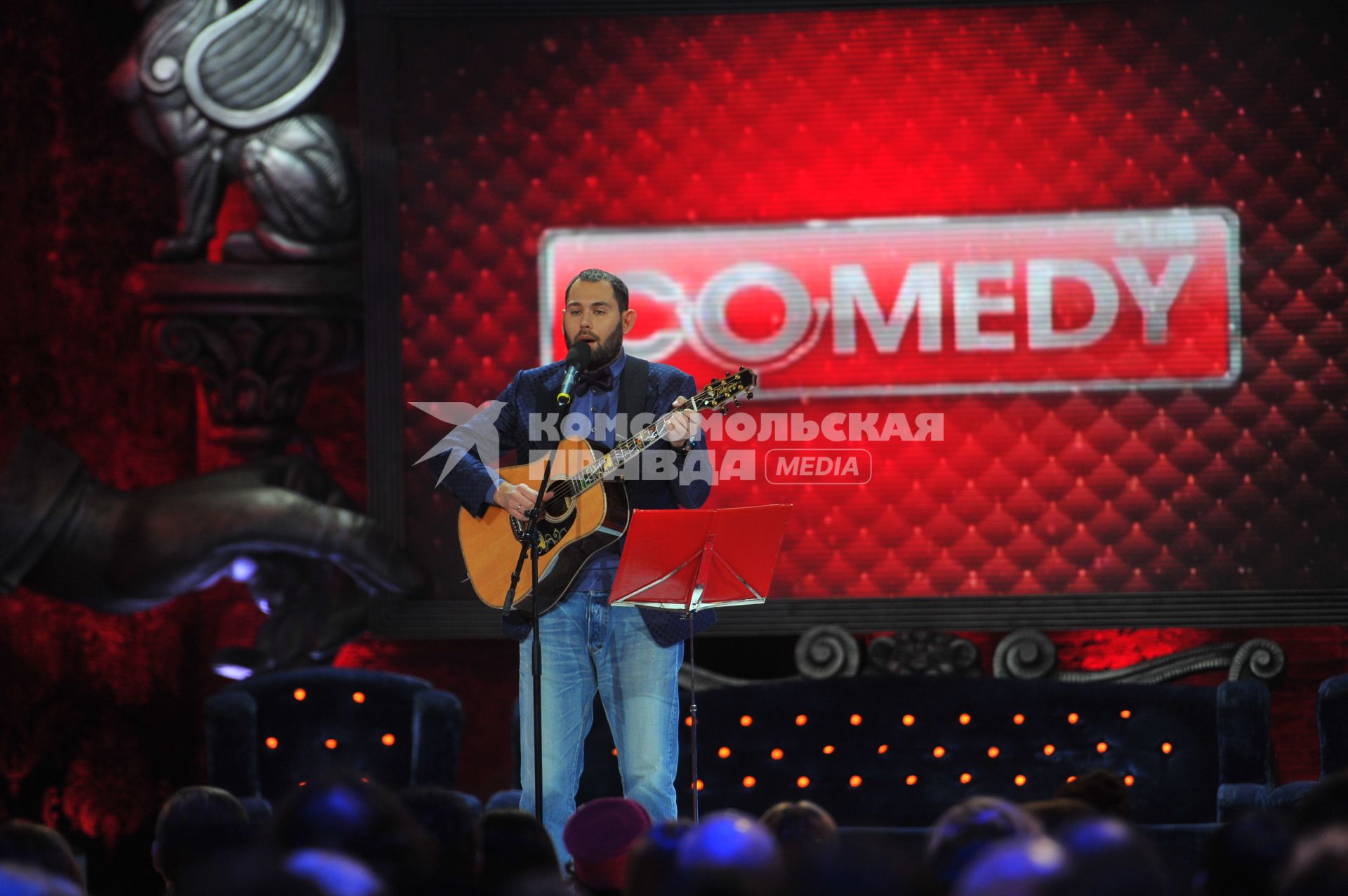 Cъемки новогодней передачи `Comedy Club`. На снимке:  резидент `Comedy Club` продюсер, актер Семен Слепаков.