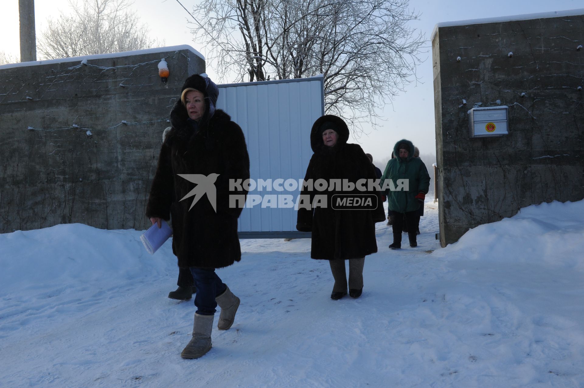 Деревня Елизаветино. Конфликт между местными жителями и швейцарским предпринимателем, загородившим забором проход к храму. На снимке: жители у ворот.