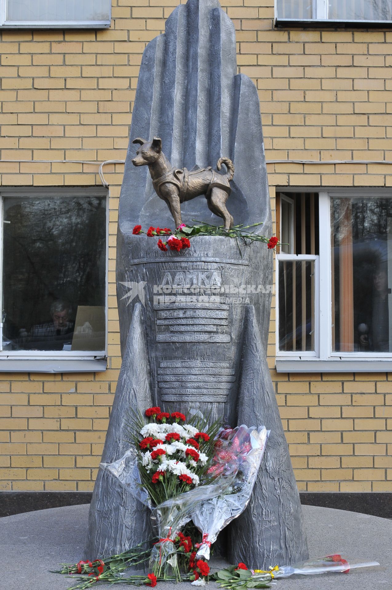 Памятник Лайке - первой в мире собаке-космонавту на территории Института военной медицины.