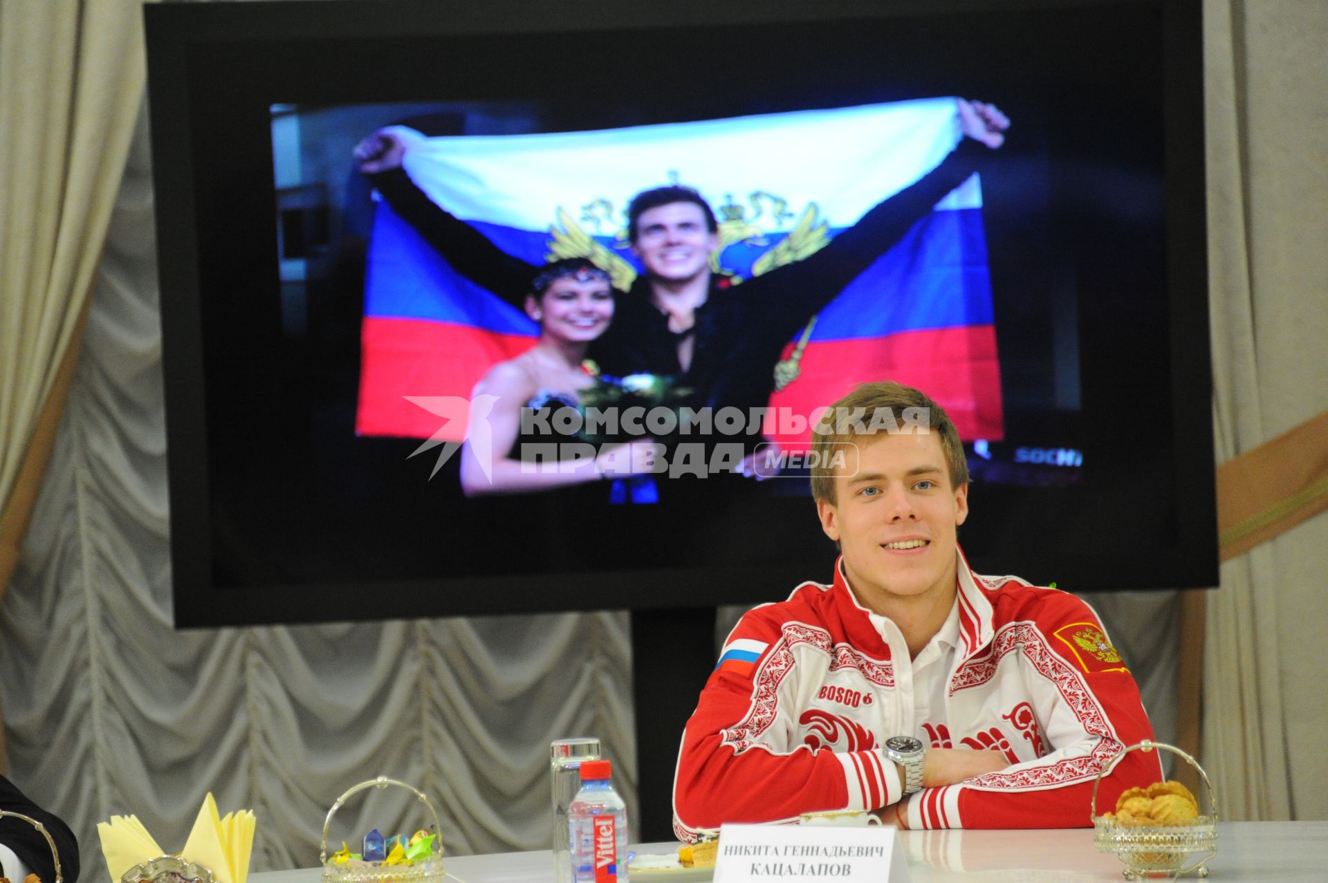 Мэр Москвы встретился с победителями и призерами Олимпийских игр в Сочи. На снимке: фигурист Никита Кацалапов.