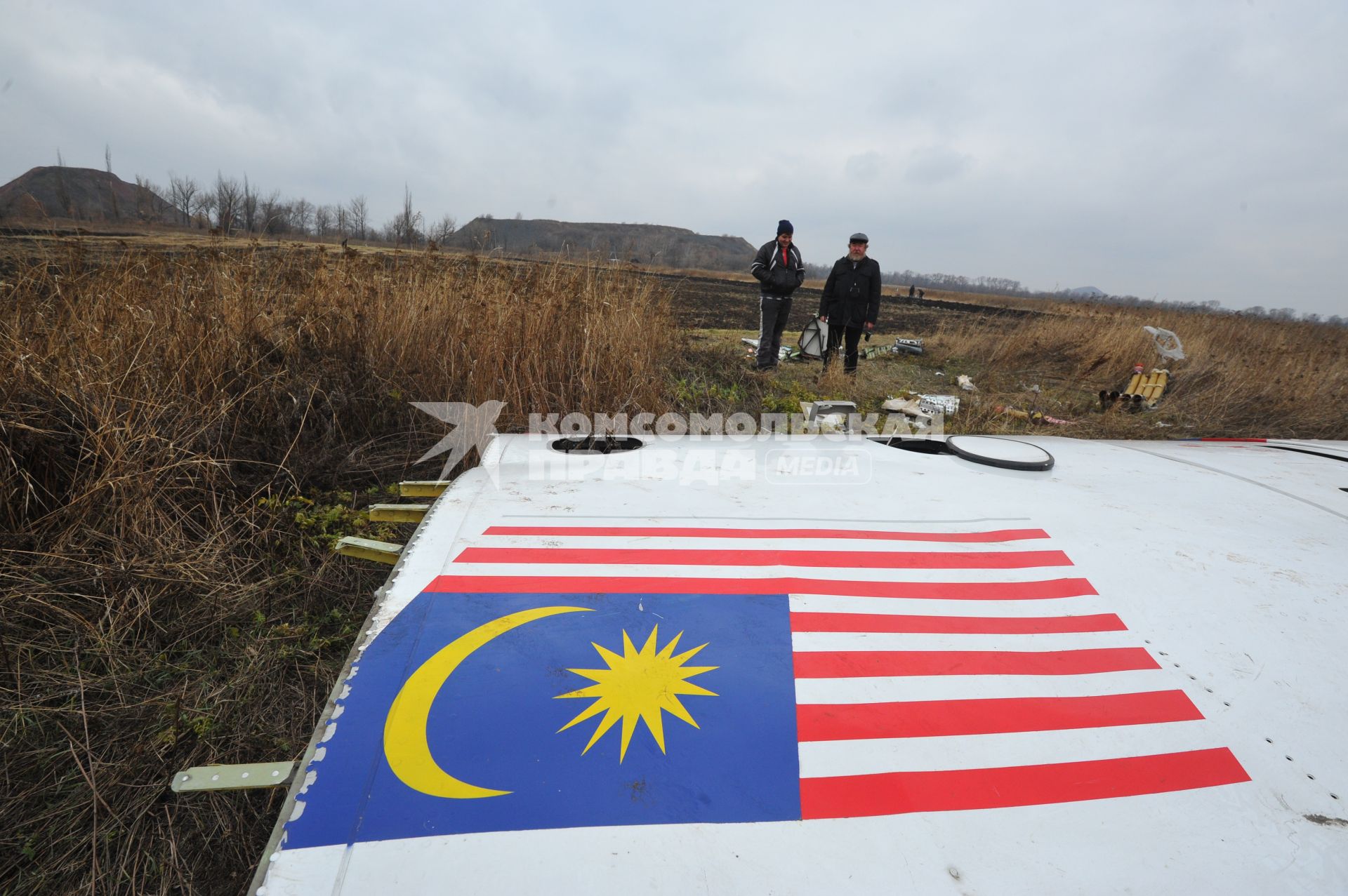 Село Грабово. Место крушения самолета Boeing 777 авиакомпании Malaysia Airlines, выполнявшего плановый рейс MH17 из Амстердама в Куала-Лумпур, произошедшая 17.07.14. На снимке: обломки самолета.