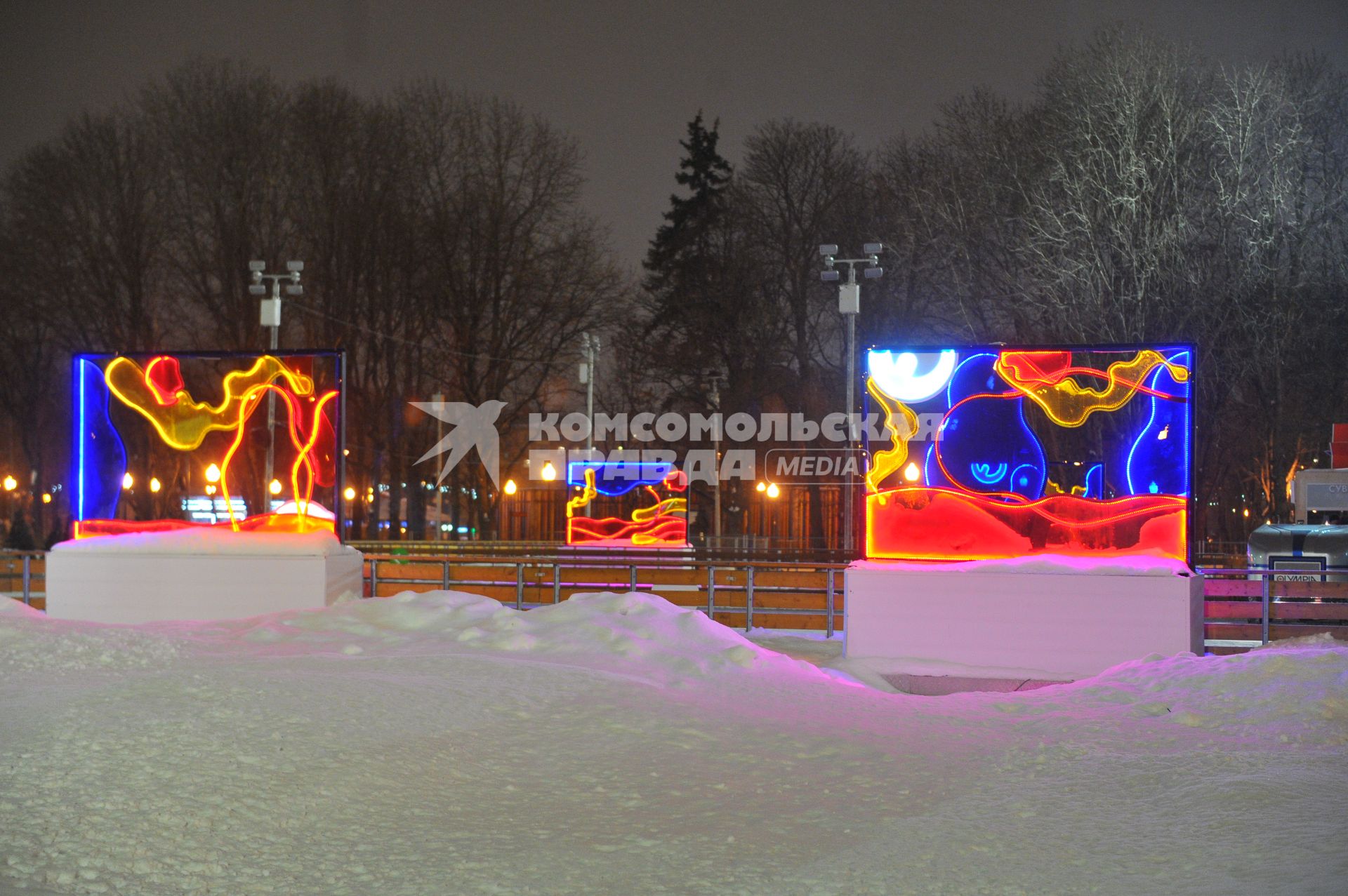 ЦПКиО им. Горького в Москве. На снимке:  светодиодная подсветка.