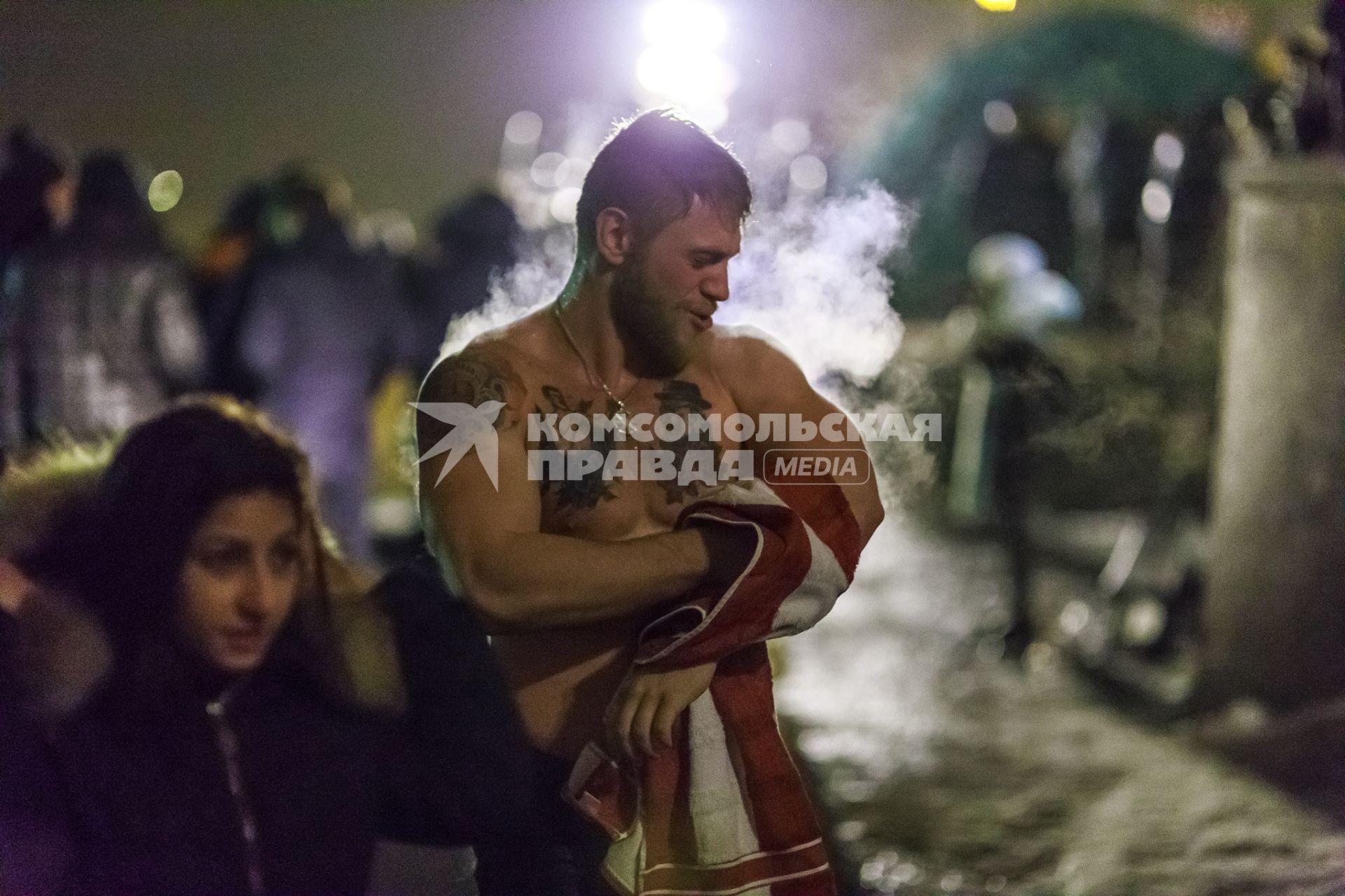 Крещенские купания в Саратове. На снимке: мужчина после купания.