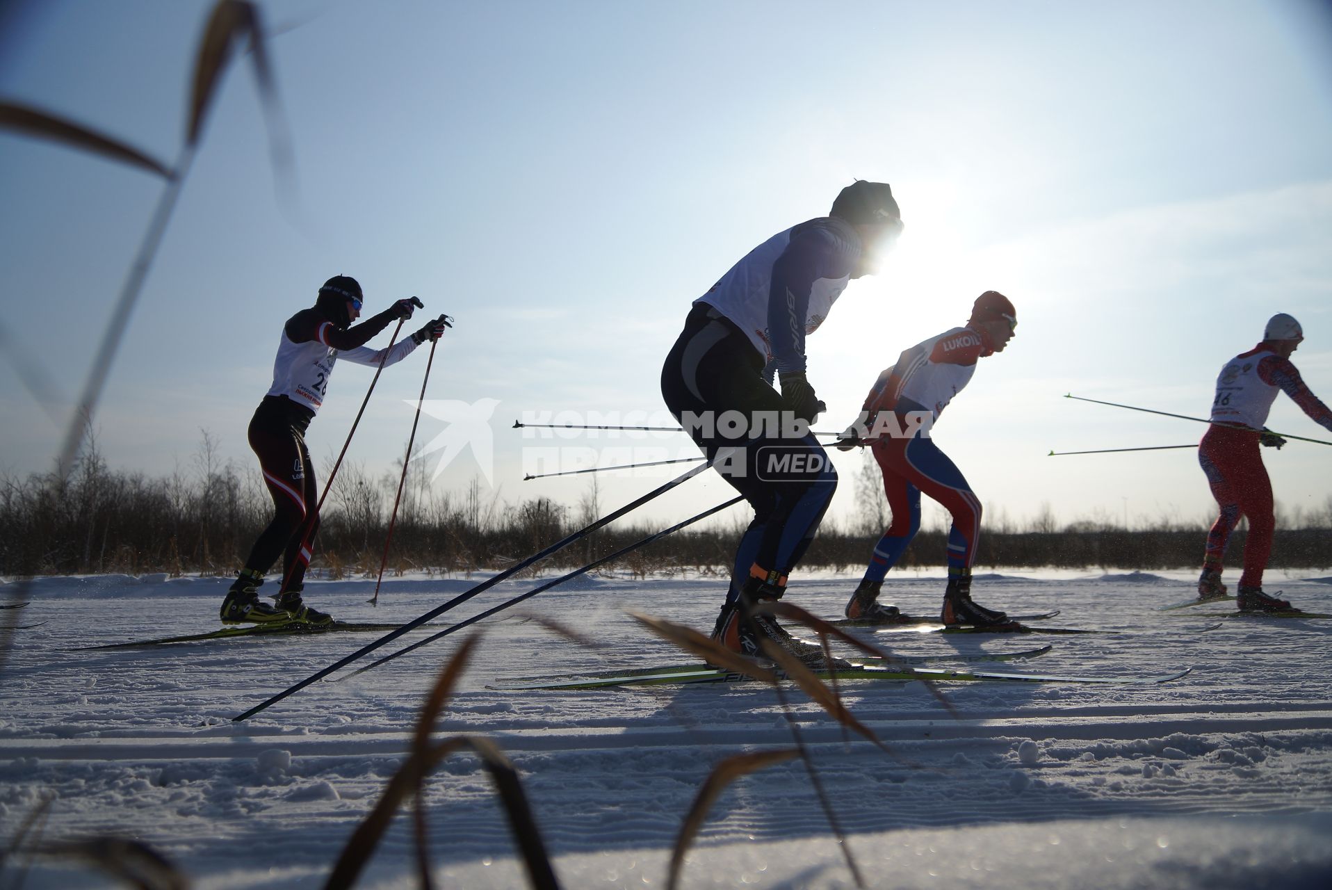 Участники всероссийской лыжной гонки \"Лыжня России 2015\" во время мужского забега спортсменов. Екатеринбург