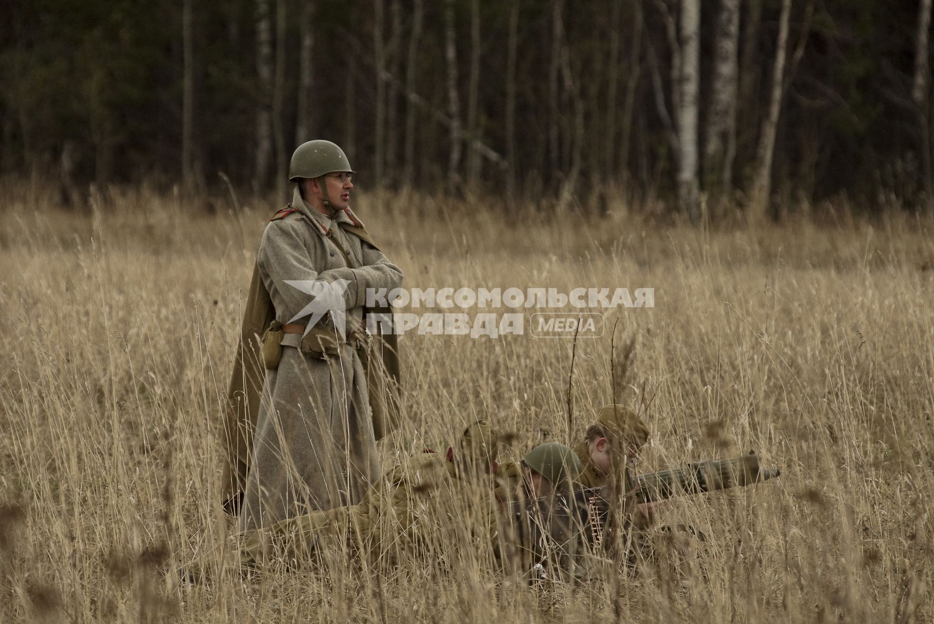 Екатеринбург. Военно-историческая реконструкция одного из боев по освобождению Белоруссии - `У деревни Буйничи`.
Боец Красной армии.