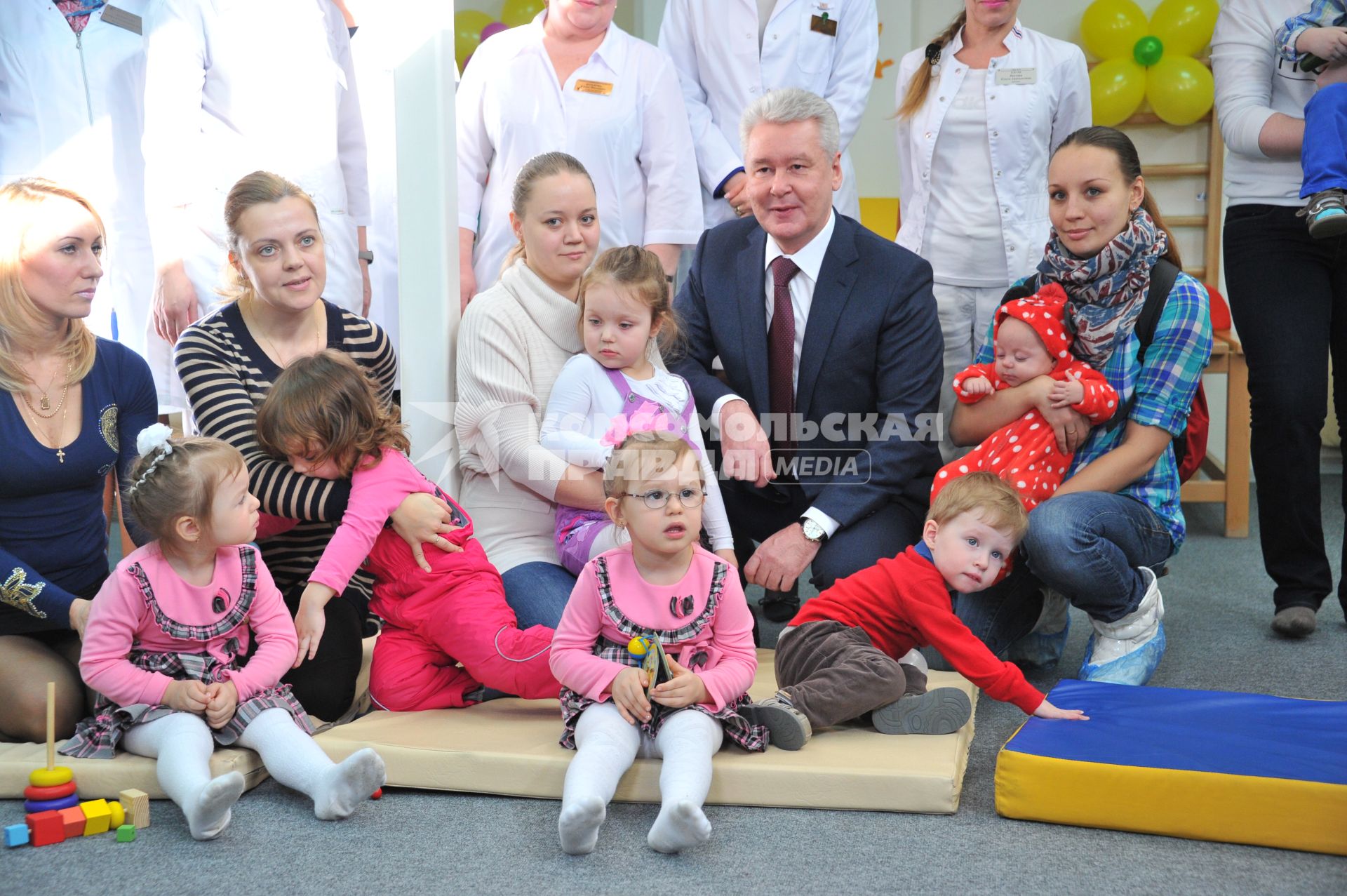 Мэр Москвы Сергей Собянин во время посещения перинатального центра городской клинической больницы # 70 в Москве.