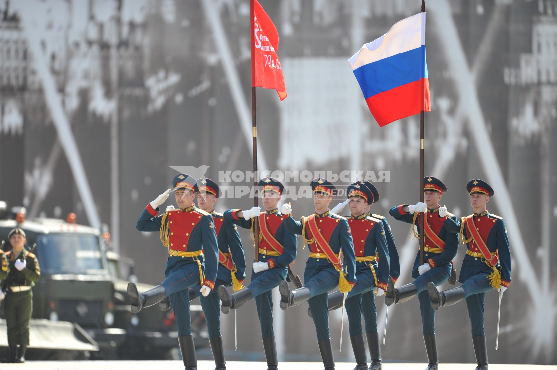 Москва. Военнослужащие парадных расчетов во время  Парада на Красной площади, в честь 70-летия Победы в Великой Отечественной войне.