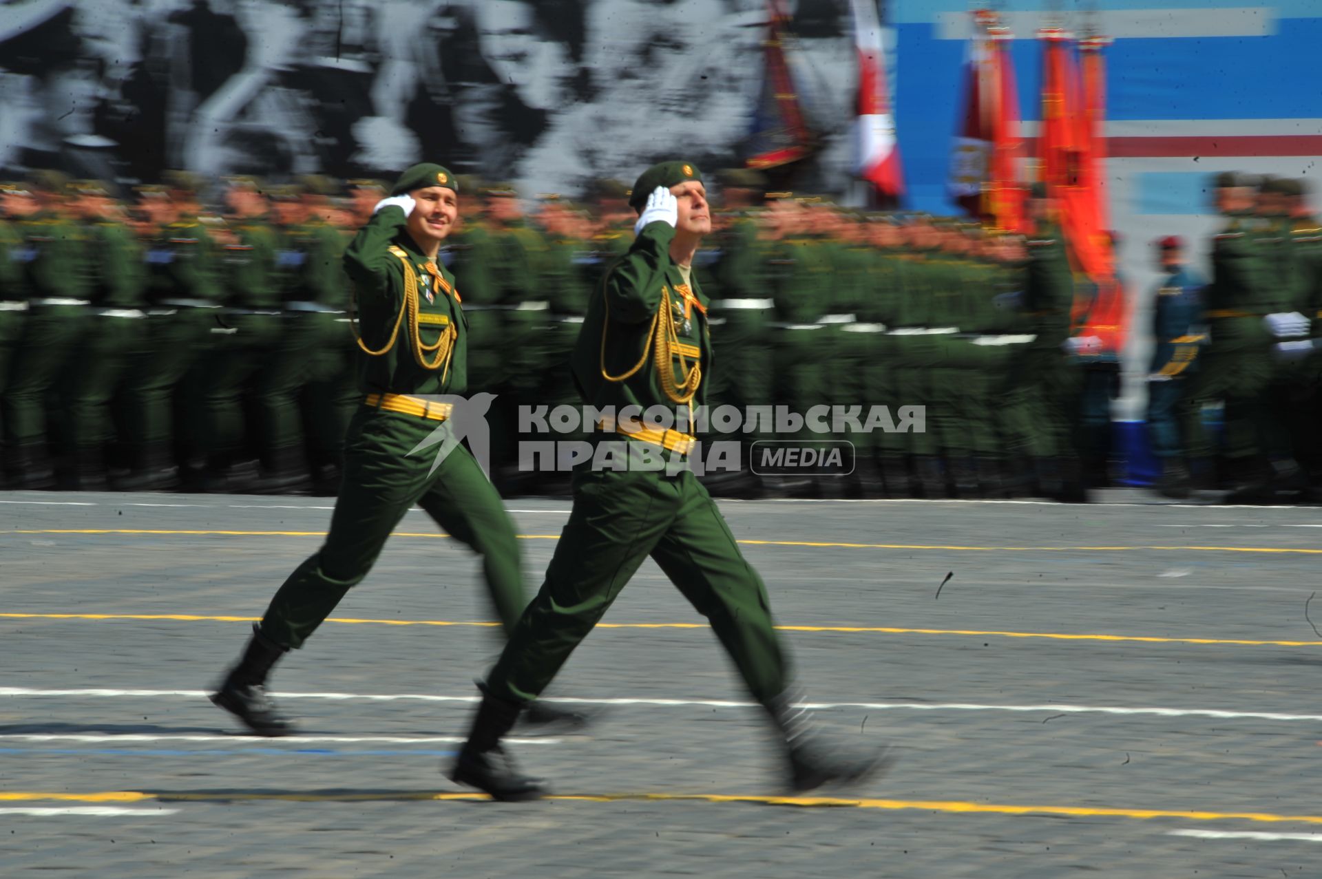 Москва. Военнослужащие парадных расчетов во время Парада на Красной площади, в честь 70-летия Победы в Великой Отечественной войне.