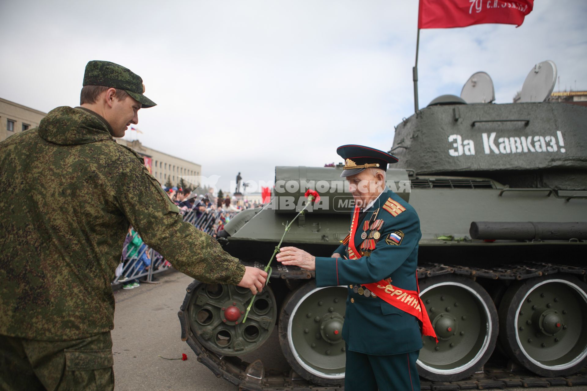 Ставрополь. Ветеран на Параде Победы в честь 70-летия Победы в Великой Отечественной войне.