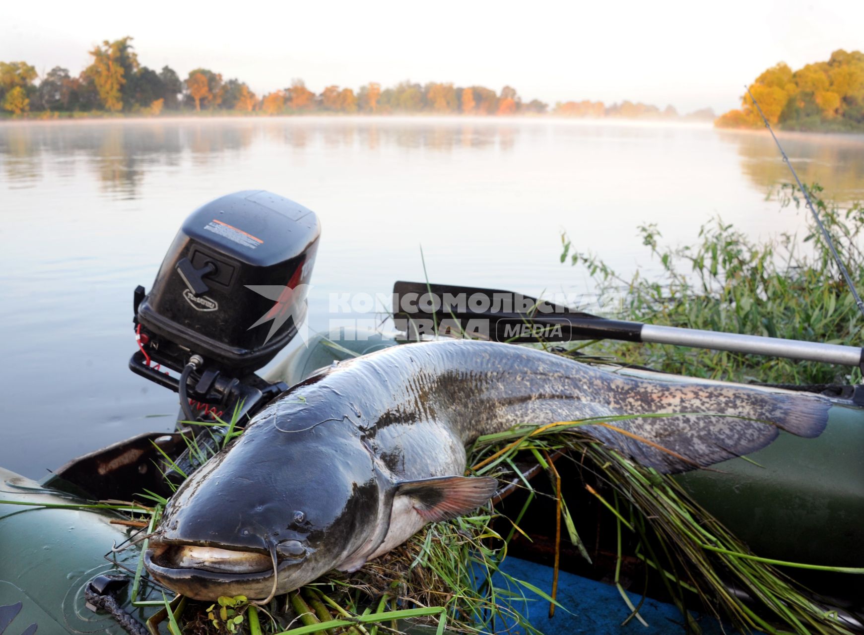Белоруссия, Гомельская область. Национальный парк `Припятский`. Рыбная ловля в реке Припять.