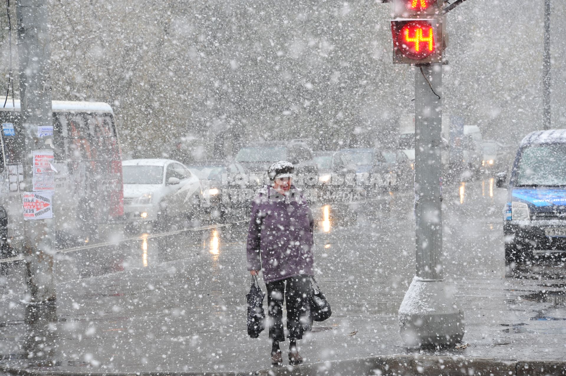 Москва.   Первый снег.