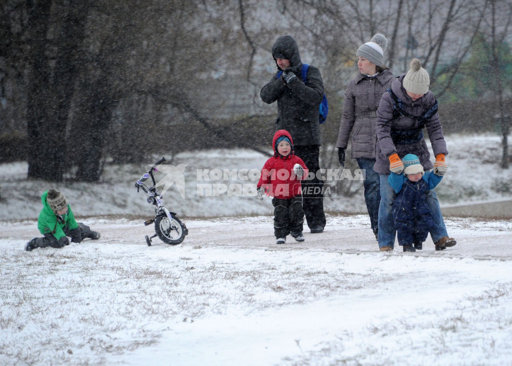 Москва. Усадьба Кусково.   Люди гуляют в парке.