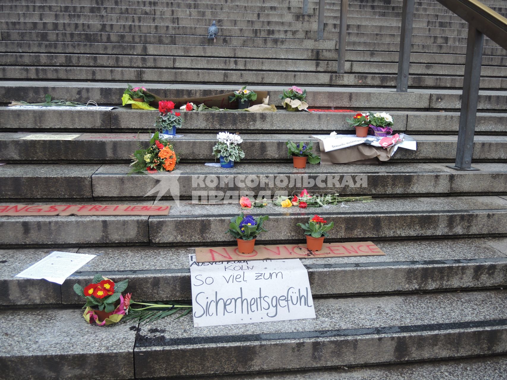 Германия. Кёльн. Мемориал жертвам насилия в новогоднюю ночь у Кельнского собора.