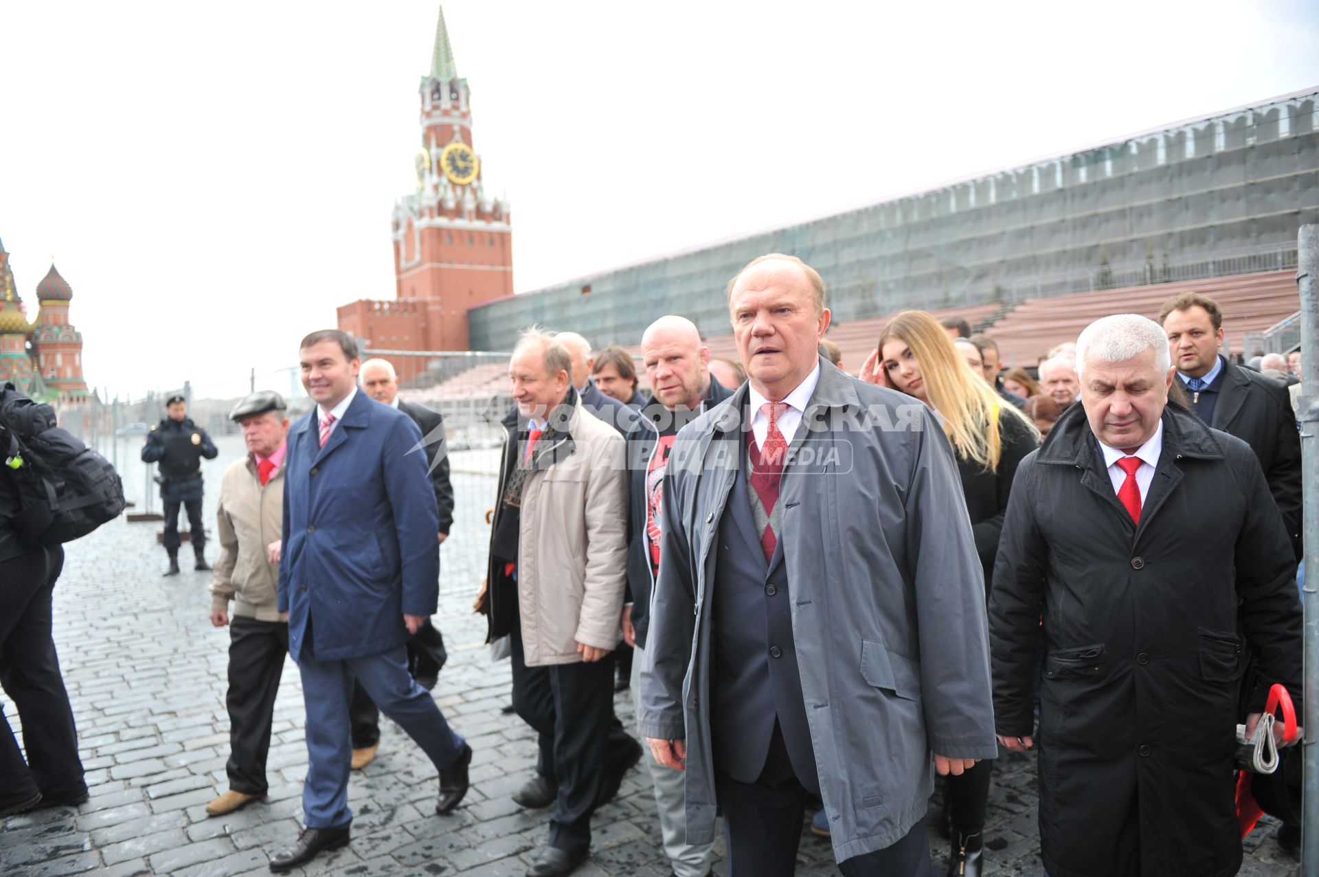 Москва. В день рождения Владимира Ильича Ленина лидер КПРФ Геннадий Зюганов  с соратниками  посетили Мавзолей Ленина.