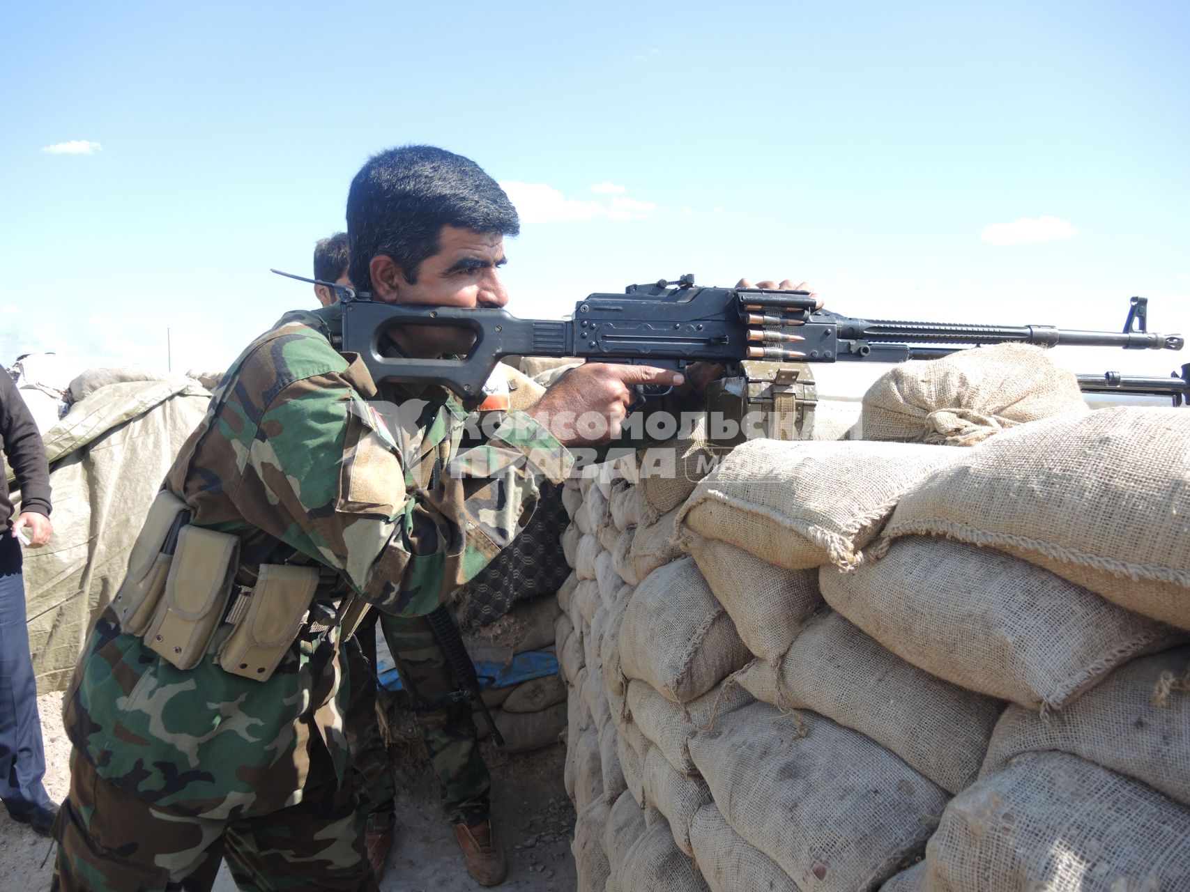 Ирак. Эрбиль. Линия  фронта. Пешмерга (курдские силы самообороны)держат оборону.