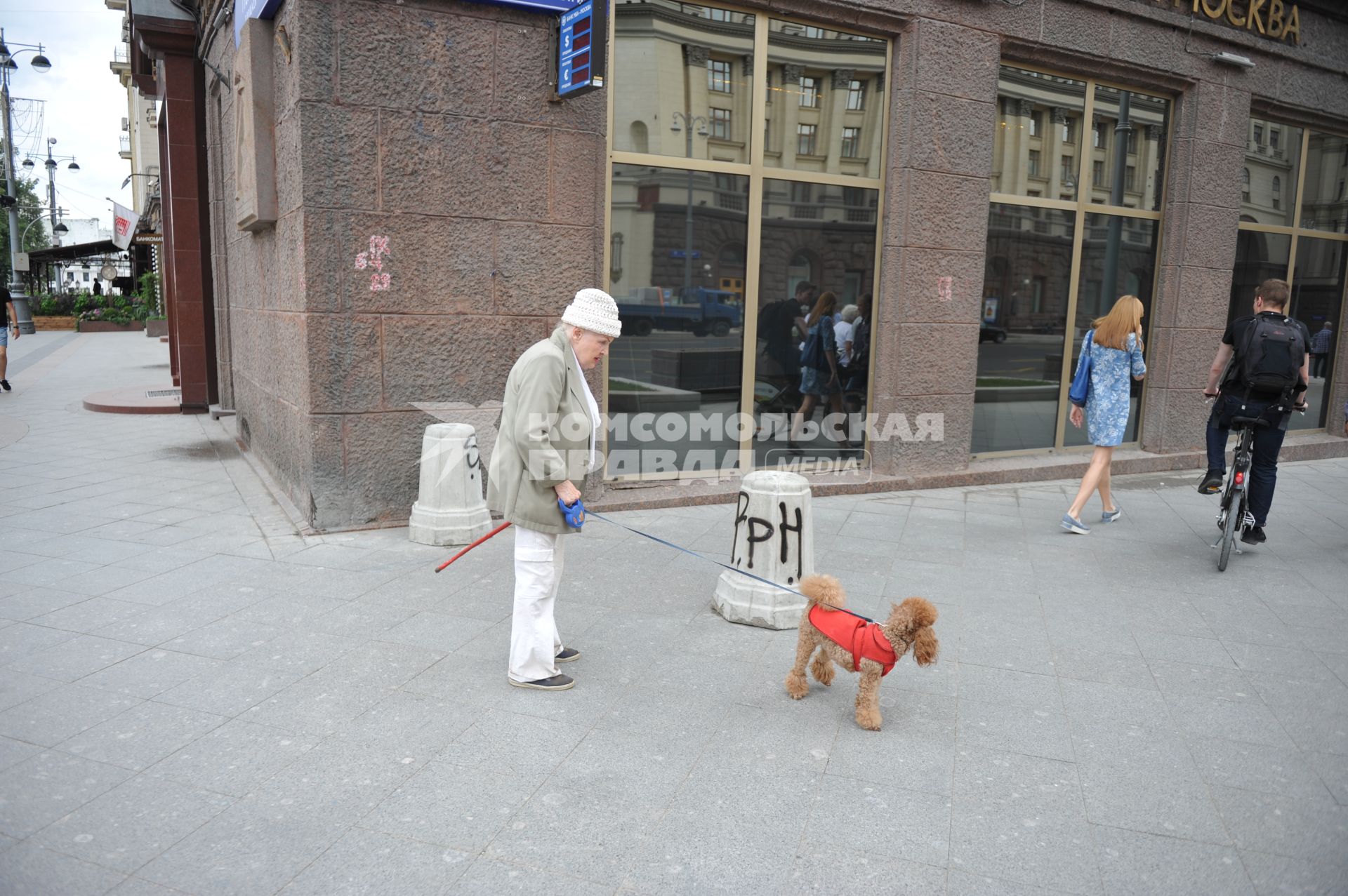 Москва.  Дама с собачкой на Тверской улице.