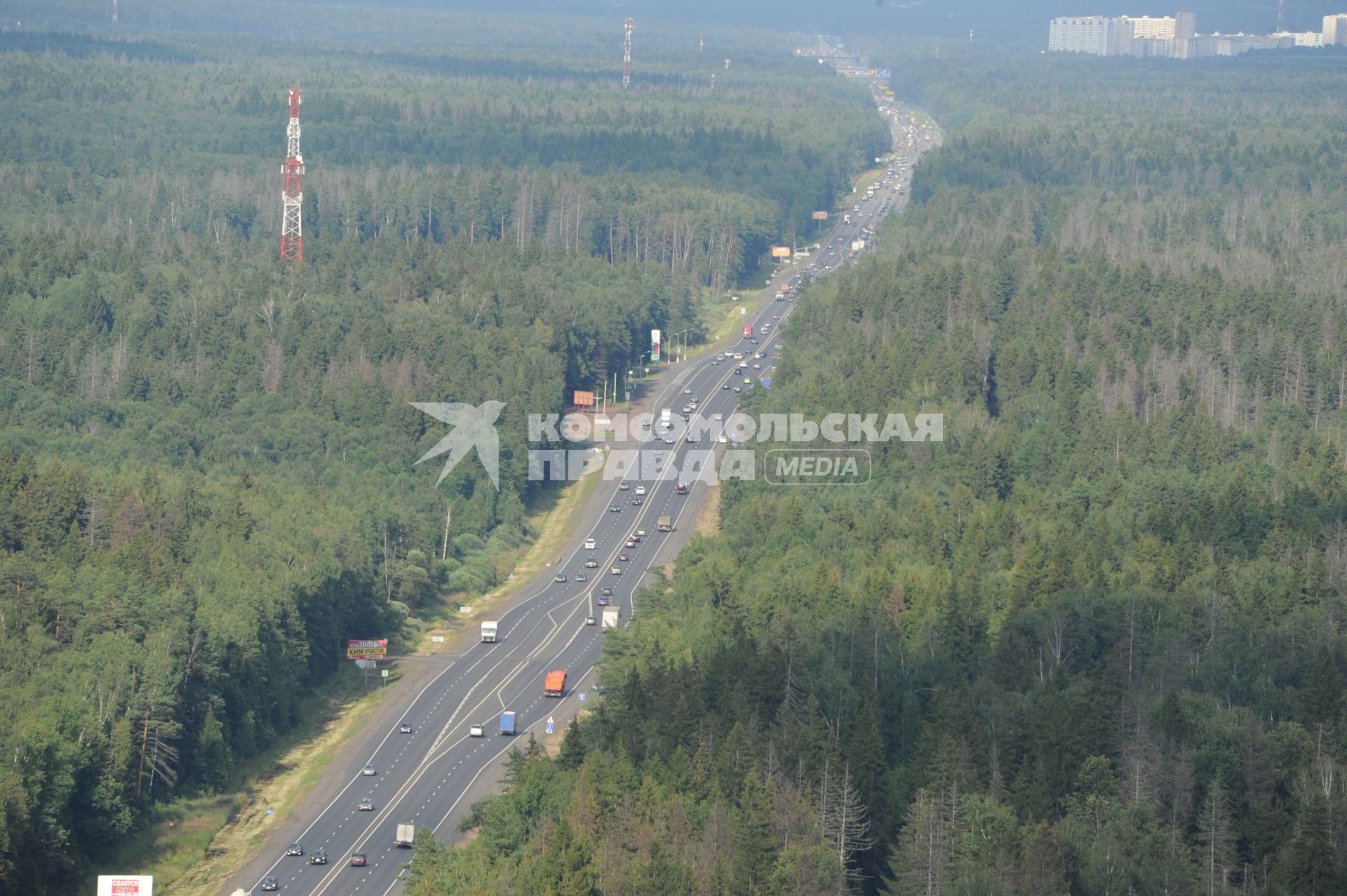 Московская область, Кубинка. Вид Минского шоссе с высоты птичьего полета.