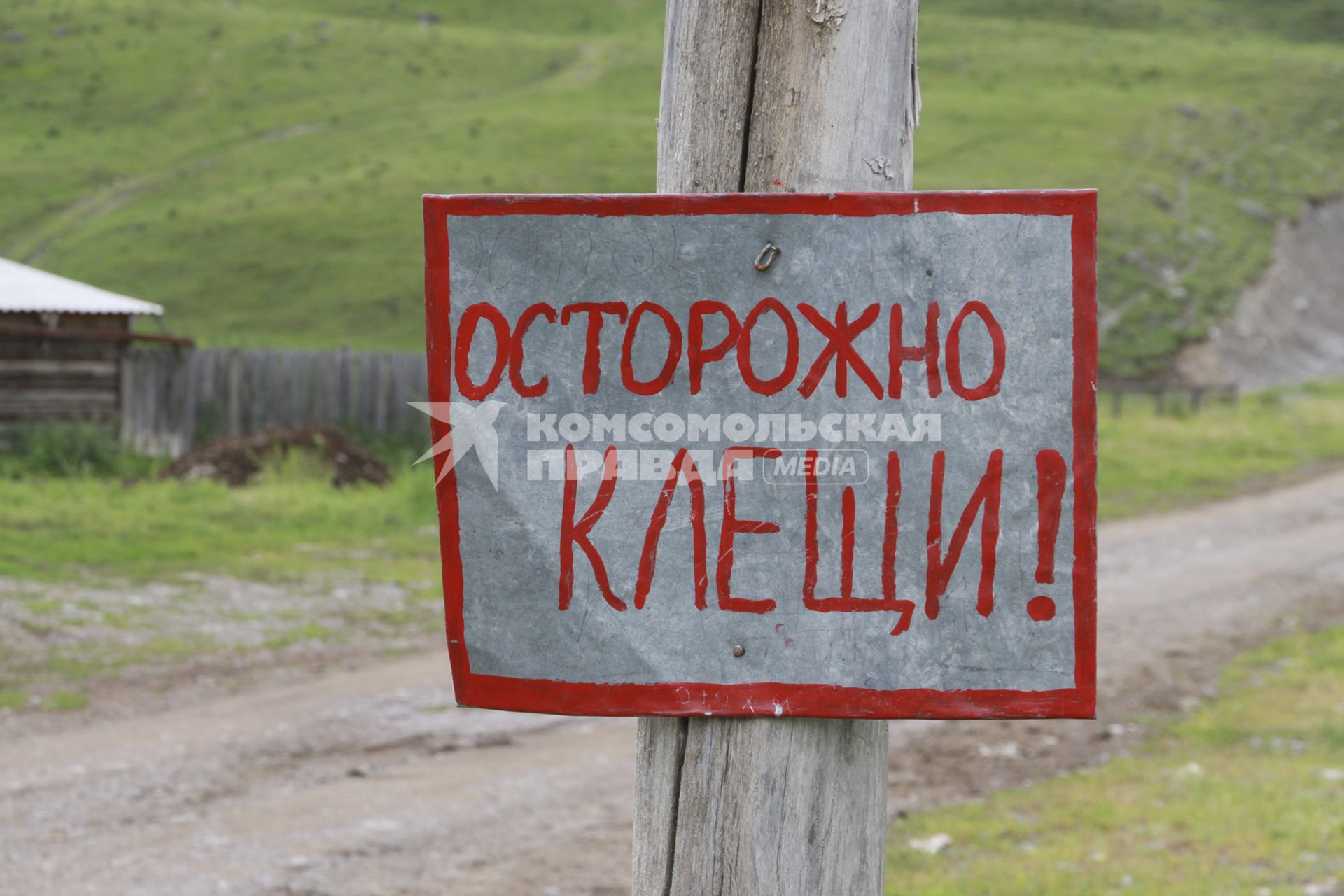 Алтай. Барнаул. Северо-Чуйский хребет. Плакат в  селе Чибит.