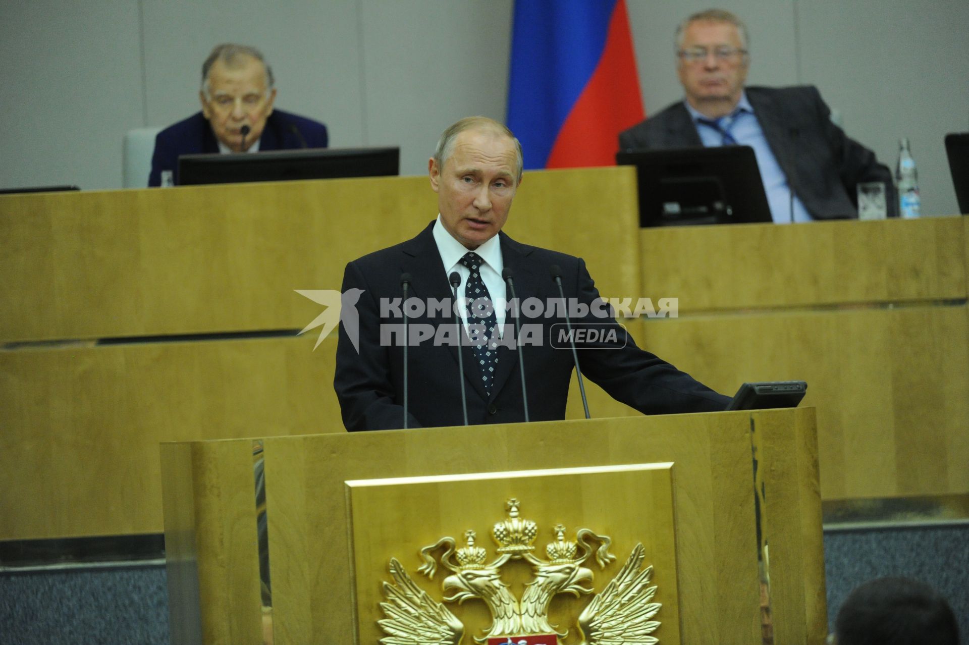 Москва. Президент РФ Владимир Путин на первом пленарном заседании Госдумы РФ седьмого созыва.